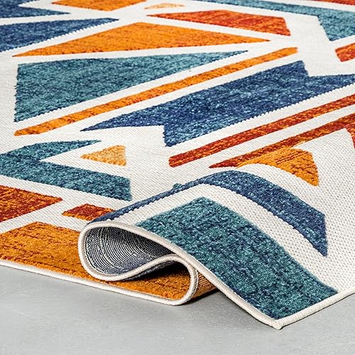 Miniatura 5 de nuLOOM Alexia - Alfombra geométrica contemporánea para interiores y exteriores, 2 pies 6 pulgadas x 8 pies, color óxido