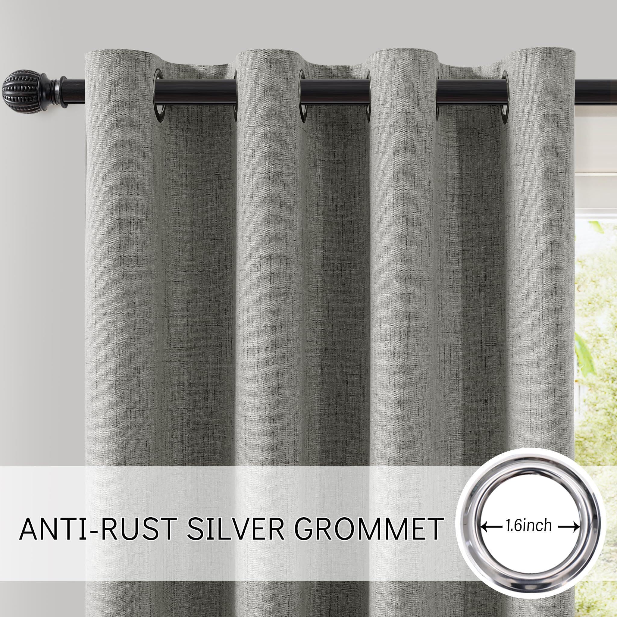 Leinenvorhänge for den Raum, Verdunkelungsvorhang, vollständiger, Sichtschutz mit Ösen Oben, thermisches Fensterpaneel(Gray,52" W x 54" L (Pack of 2))