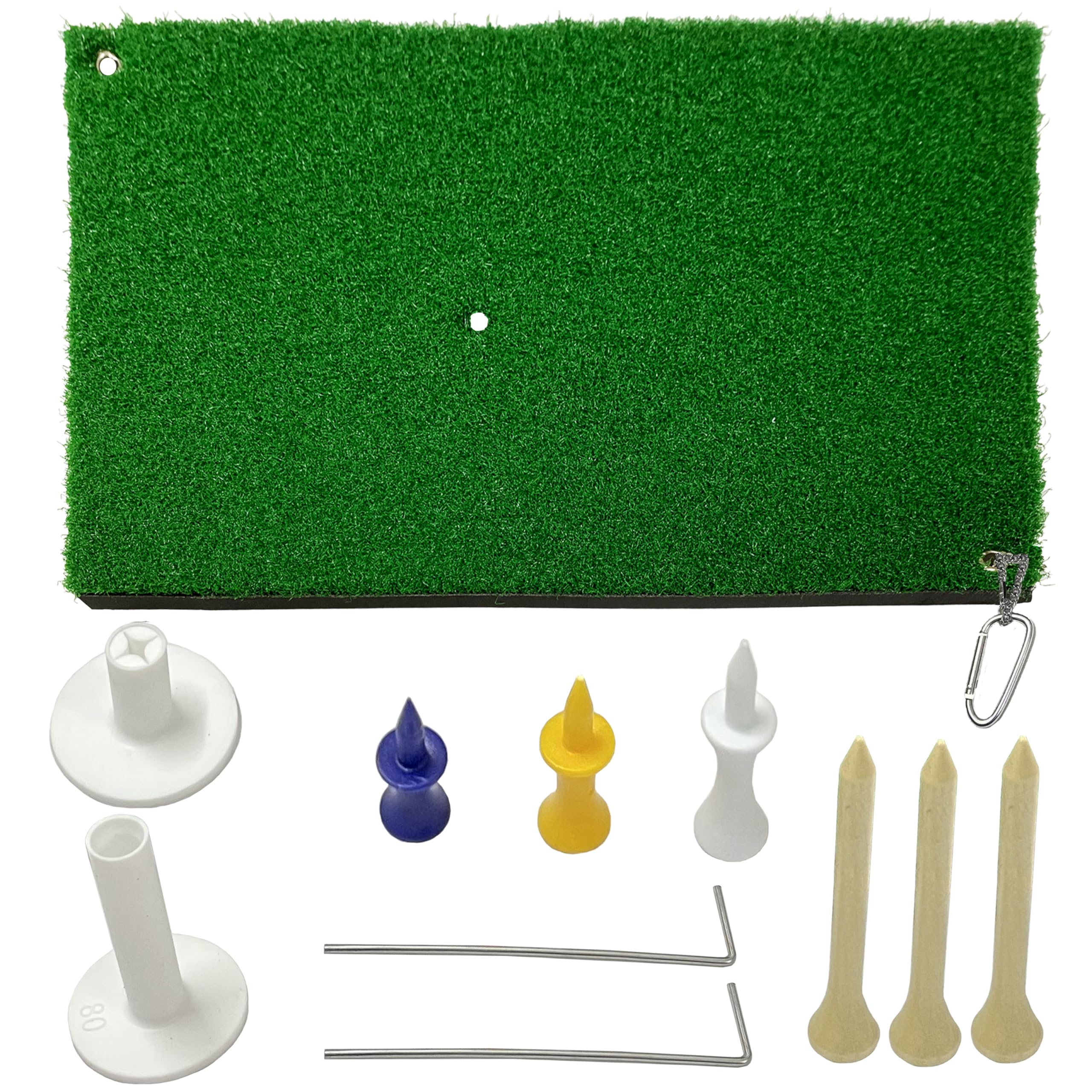 Golf ball mat, practice hitting mat, with rubber tees, realistic grass putting mat 17x13 inches, portable outdoor sports training mat, suitable for indoor and outdoor gardens, backyards, offices, etc.