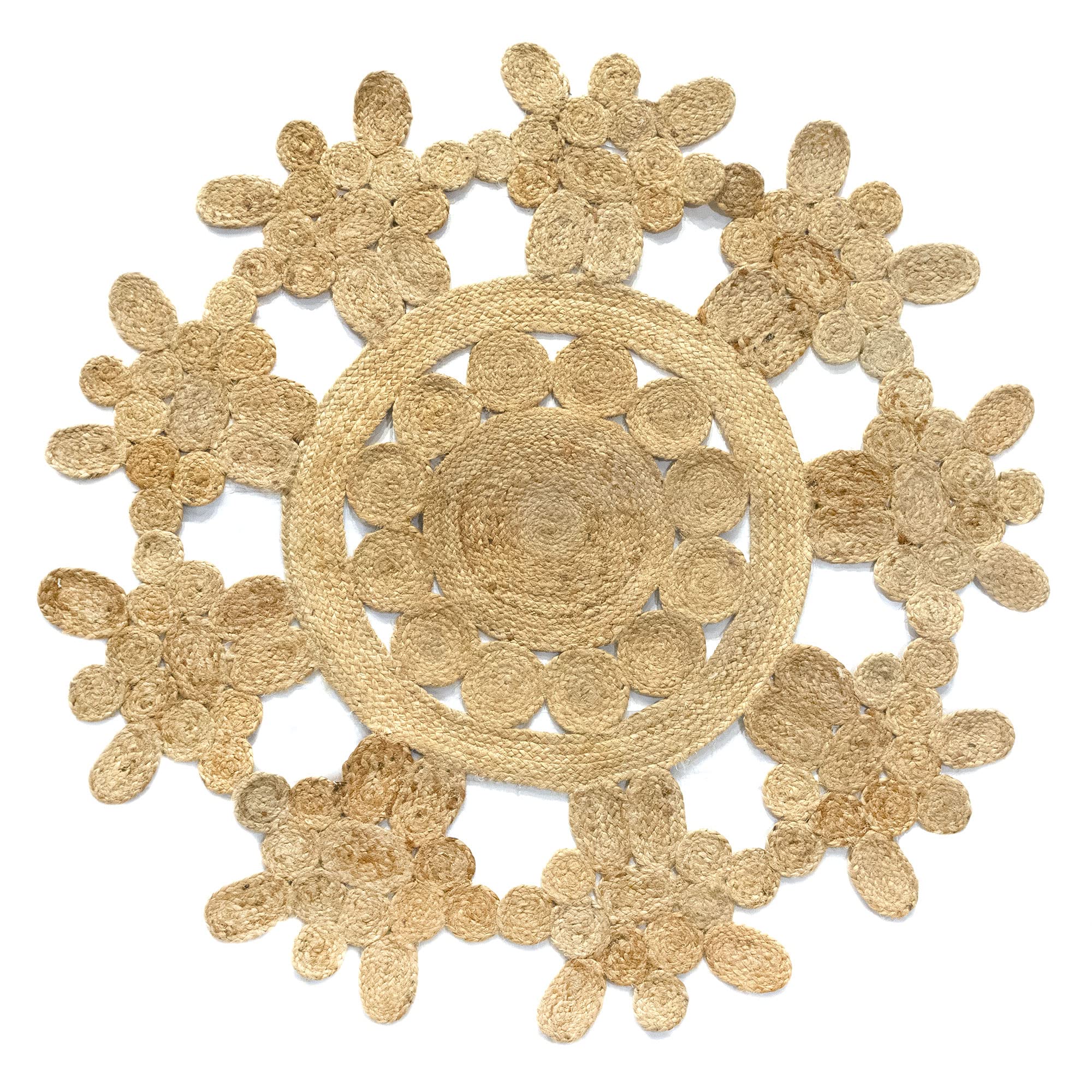 Tapis de Jute Rabat - Tissé à la Main, Rond 125 cm pour Salon et Chambre