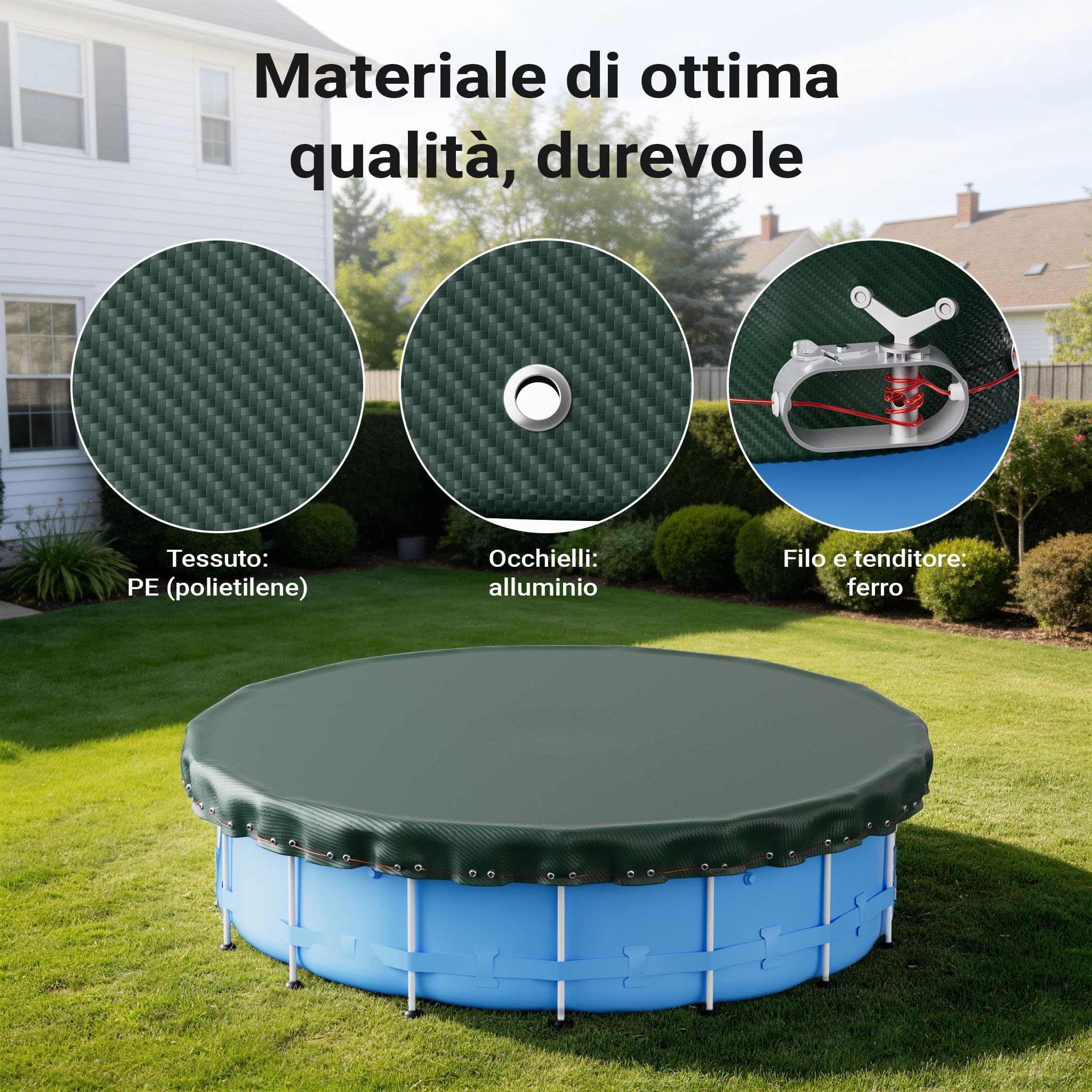 Wiltec Telo di copertura per piscina rotondo Ø 520 cm 2in1 resistente ai raggi UV inverno estate