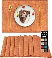 Vista 19 de Juego de 2 manteles individuales y posavasos de piel sintética, redondos de cuero para mesa de comedor, resistentes al calor, antideslizantes