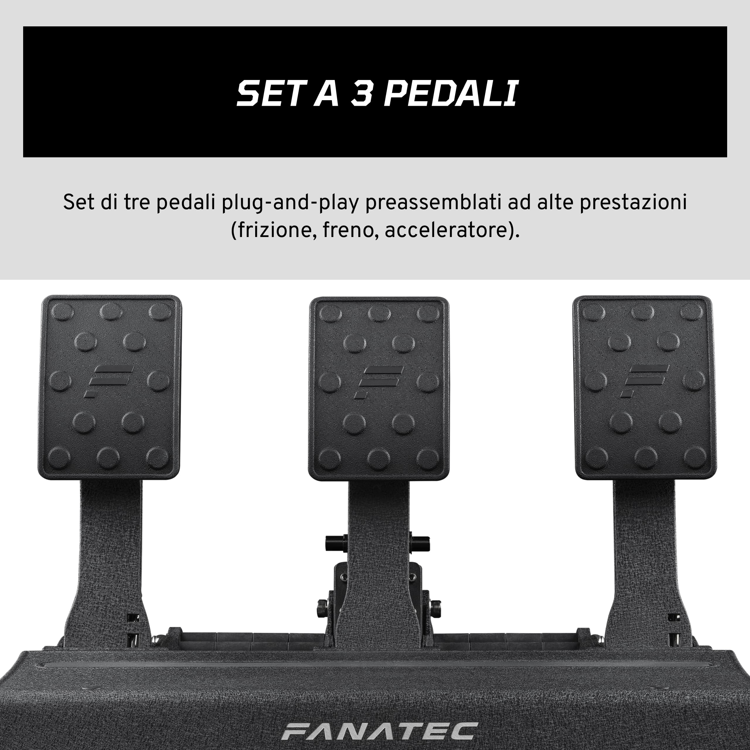 Fanatec CSL Elite Pedals V2 Set di 3 Pedali con Freno a Cella di Carico a Doppio Stadio Sensori ad Effetto Hall
