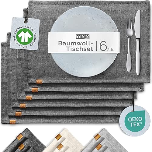 MIQIO® Design Premium Baumwoll Tischsets - Platzsets aus 100% Bio-Baumwolle