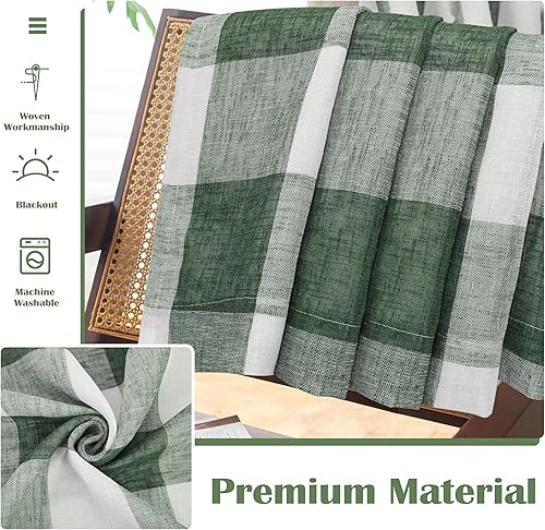 Vista 79 de DriftAway - Cortinas de ojales opacas, patrón a cuadros, forro térmico con aislamiento, blackout, impresas a cuadros, 2 capas, juego de 2 paneles