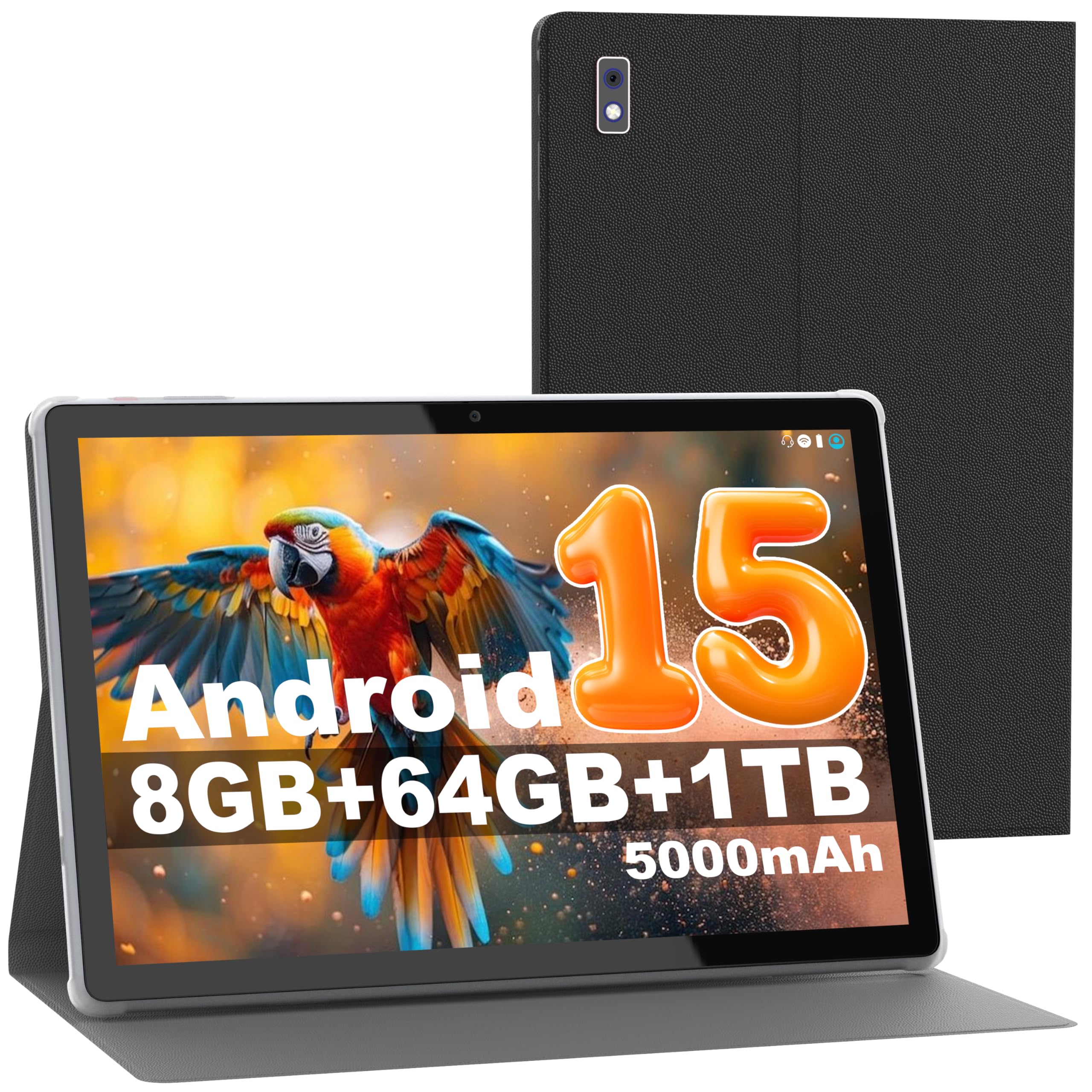Tablet 10 Pollici Android Tablet 8GB RAM + 64GB ROM Quad-Core 5000mAh 1280x800 HD Touch Screen 5MP + 8MP HD Camera Bluetooth Tablet PC (Grigio) (8+64GB)