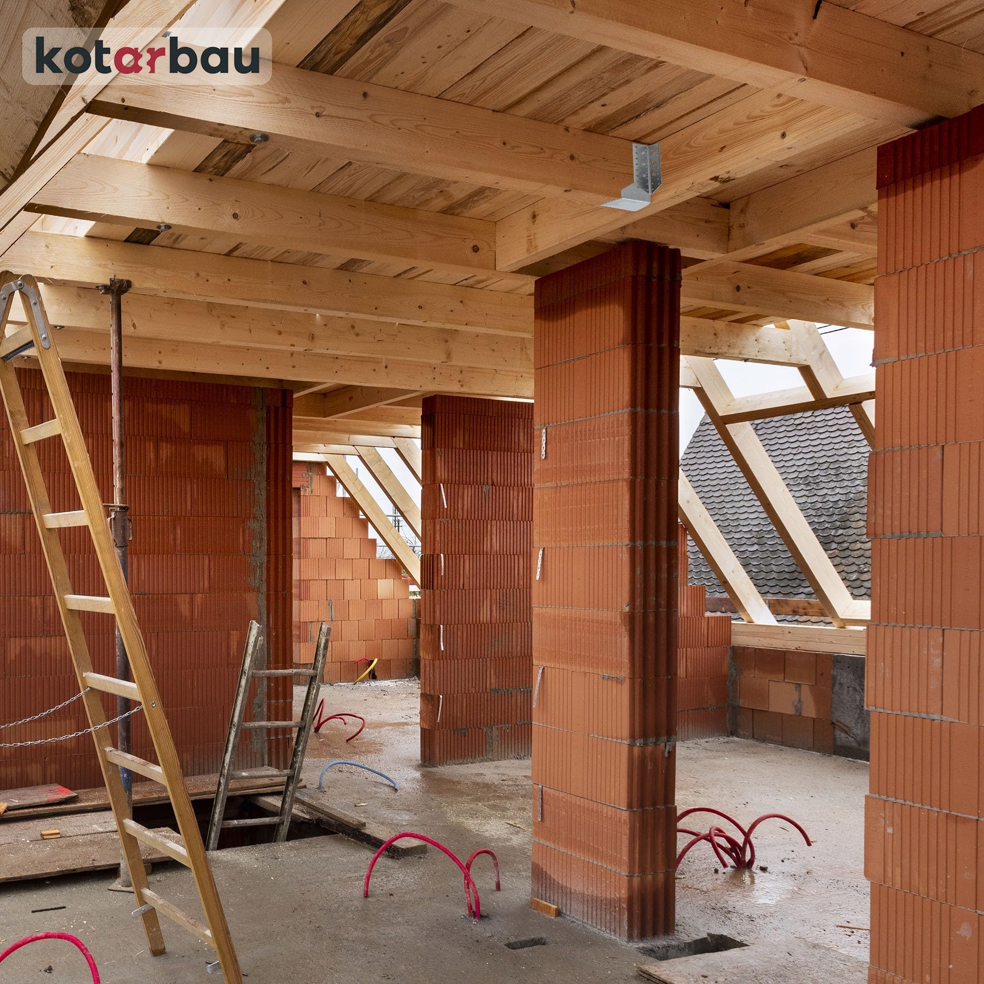 KOTARBAU® - Staffa per travi tipo A, 100 mm, giunti per travi in legno, per costruzione edile esterna, confezione da 10 pezzi