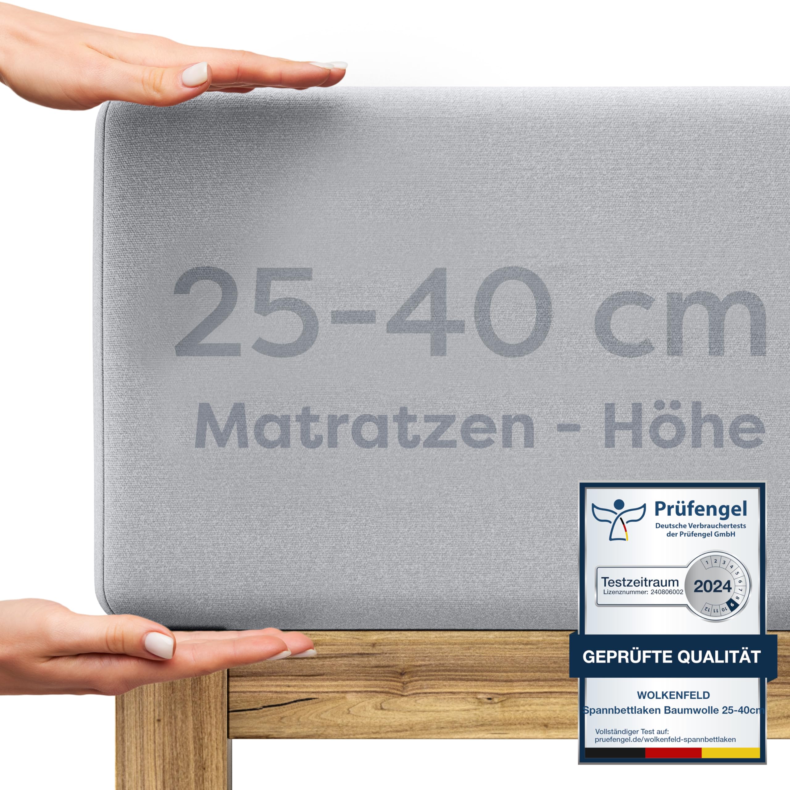 Wolkenfeld Spannbettlaken 180x200cm – 200x220cm – Premium Jersey Baumwolle mit 5% Lycra – Faltenfreies Bettlaken für hohe Matratzen bis 40 cm – Atmungsaktiv & Oeko-TEX Zertifiziert