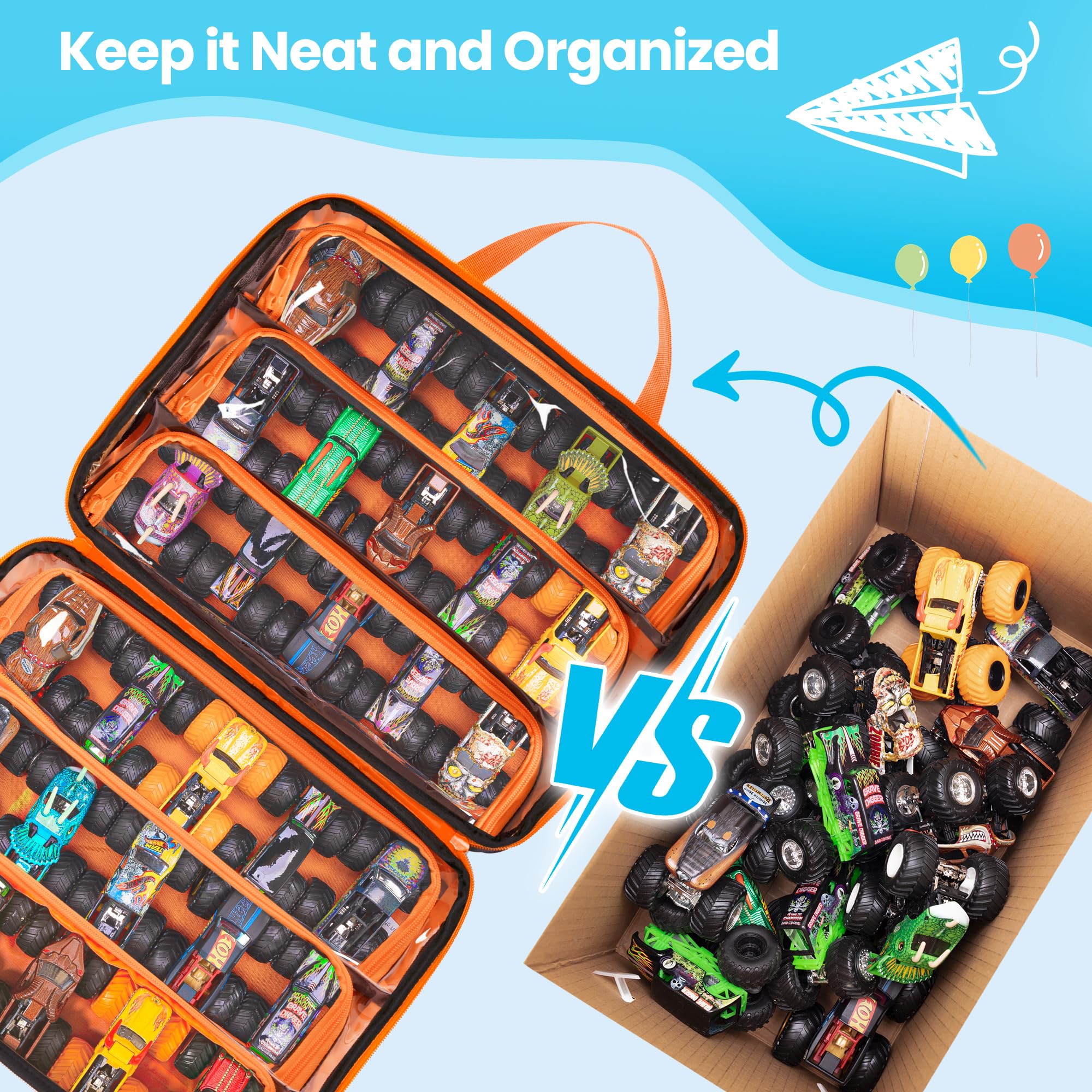 CURMIO Carrying Case Compatible with Monster Jam Trucks, Toy Cars Organizer Storage for 1:64 Scale Monster Truck - Image 4