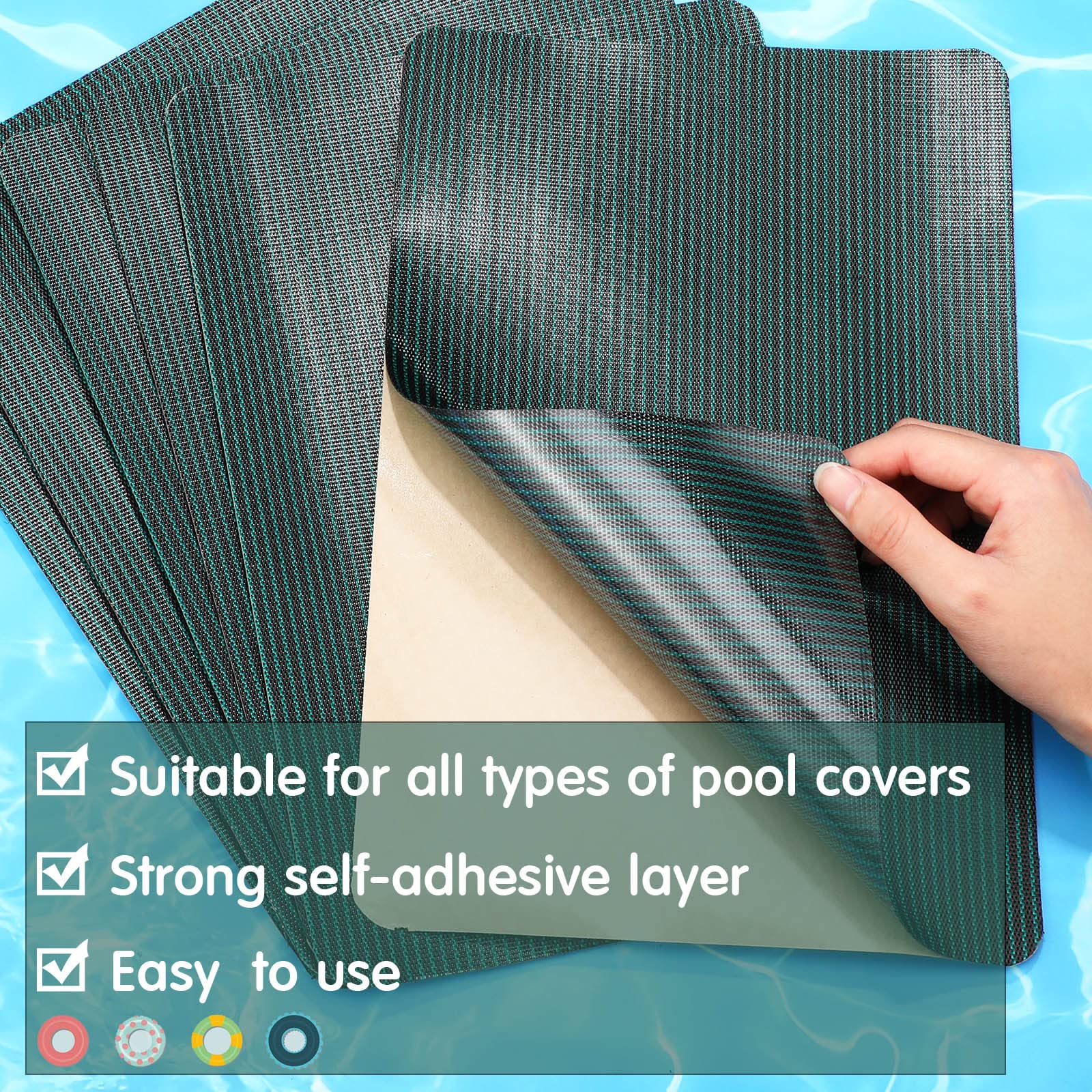 Kit patch di sicurezza per piscina, kit di riparazione di sicurezza per piscina, rete verde autoadesiva (20 x 30 cm, 22)