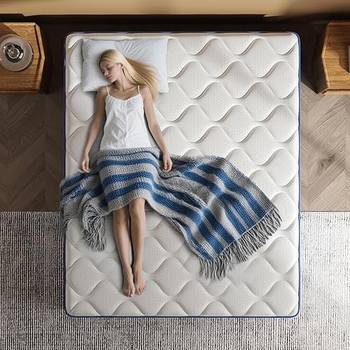 Miniatura 3 de Colchón tamaño matrimonial de 12 pulgadas en caja, colchón doble, resortes ensanchados y espuma viscoelástica, firmeza media, aislamiento de