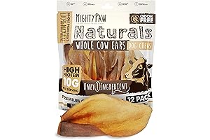 Mighty Paw 100% Natural Unbleached Cow Ears - Single Ingredient Dog Chews...