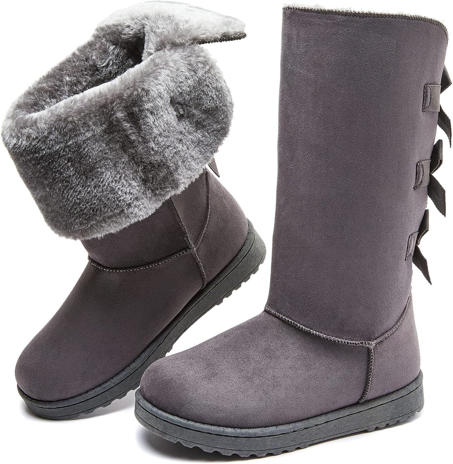 Eydram Women's Mid-Calf Winter Snow Boots Warm Fur Boots Wide Calf Slip on Fashion Boots