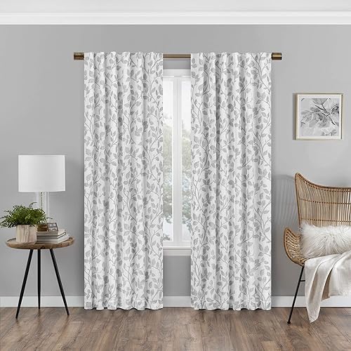 ECLIPSE Nora Botanical Absolute Zero Blackout - Cortina de ventana con aislamiento térmico y bolsillo para barra, para dormitorio (1 panel), 50 x 95 ECLIPSE Nora Botanical Absolute Zero Blackout - Cortina de ventana con aislamiento térmico y bolsillo para barra, para dormitorio (1 panel), 50 x 95