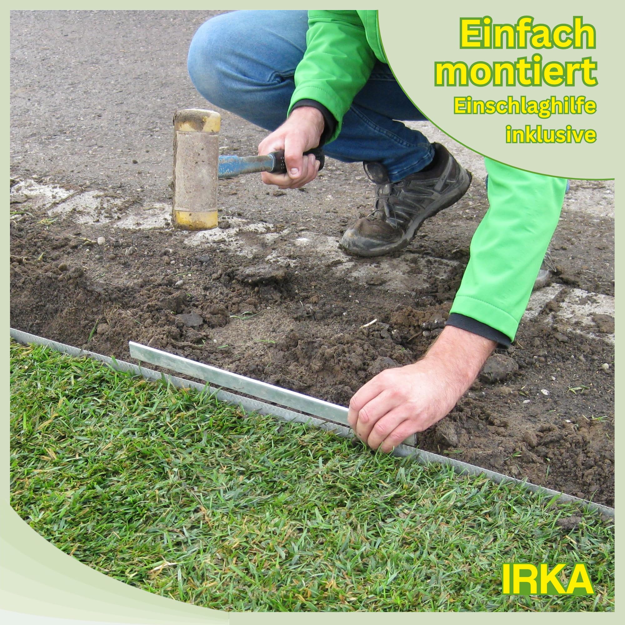 IRKA Rasenkante Metall verzinkt L15m H20cm – Flexible Beeteinfassung 1 mm stark Rasenkantenband für Garten Beetbegrenzung Beetumrandung