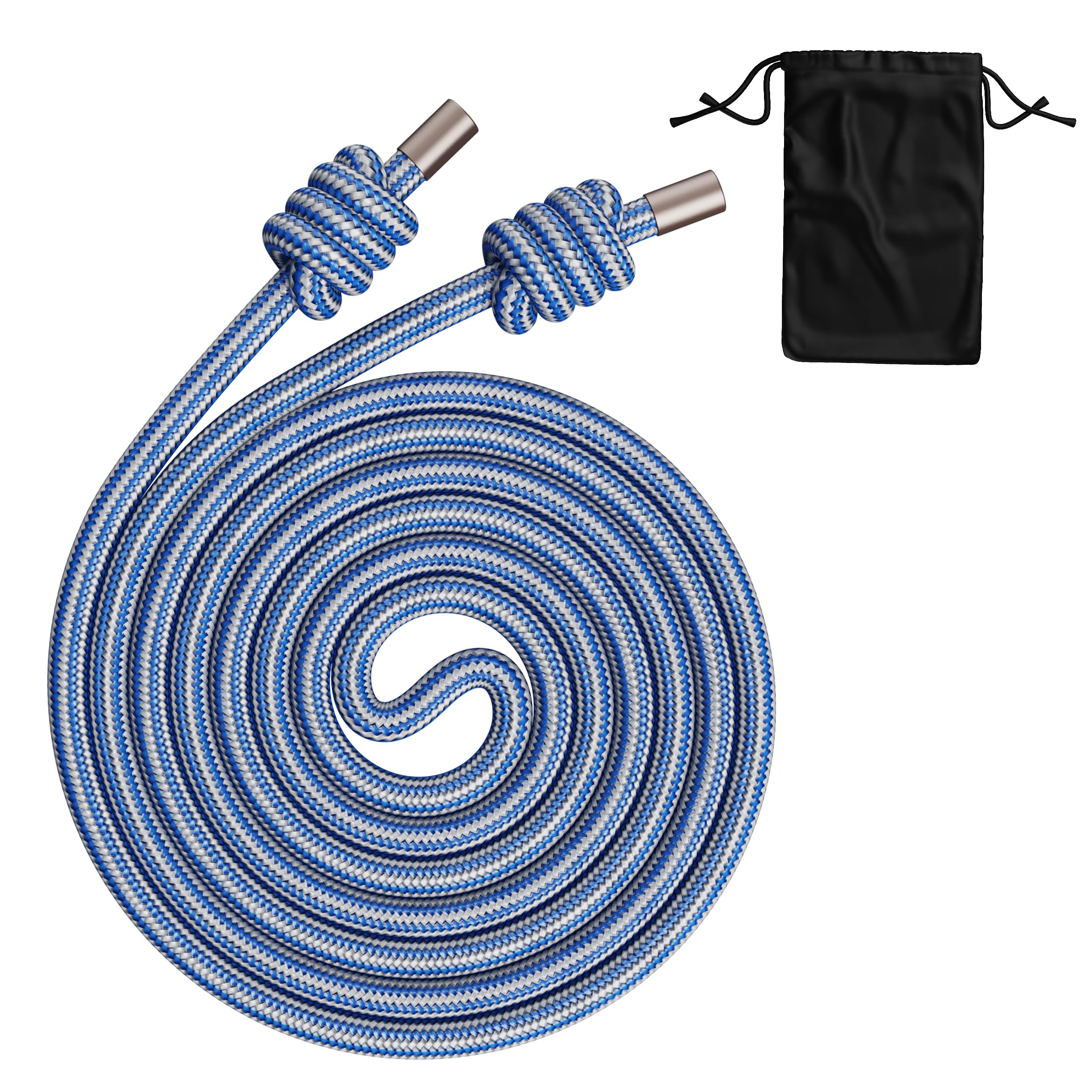 Flow Rope Weighted Fitness Jump Rope for Women Men Workout, Adjustable 1.5LBS Heavy Rope for Adult Exercise, Mobility & Coordination Training Home Gym & Outdoors (Blue White Braid, 16MM, 1.5LBS)