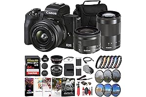 Canon EOS M50 Mark II Mirrorless Camera with Dual Lenses and Essential Accessory Kit (Renewed)