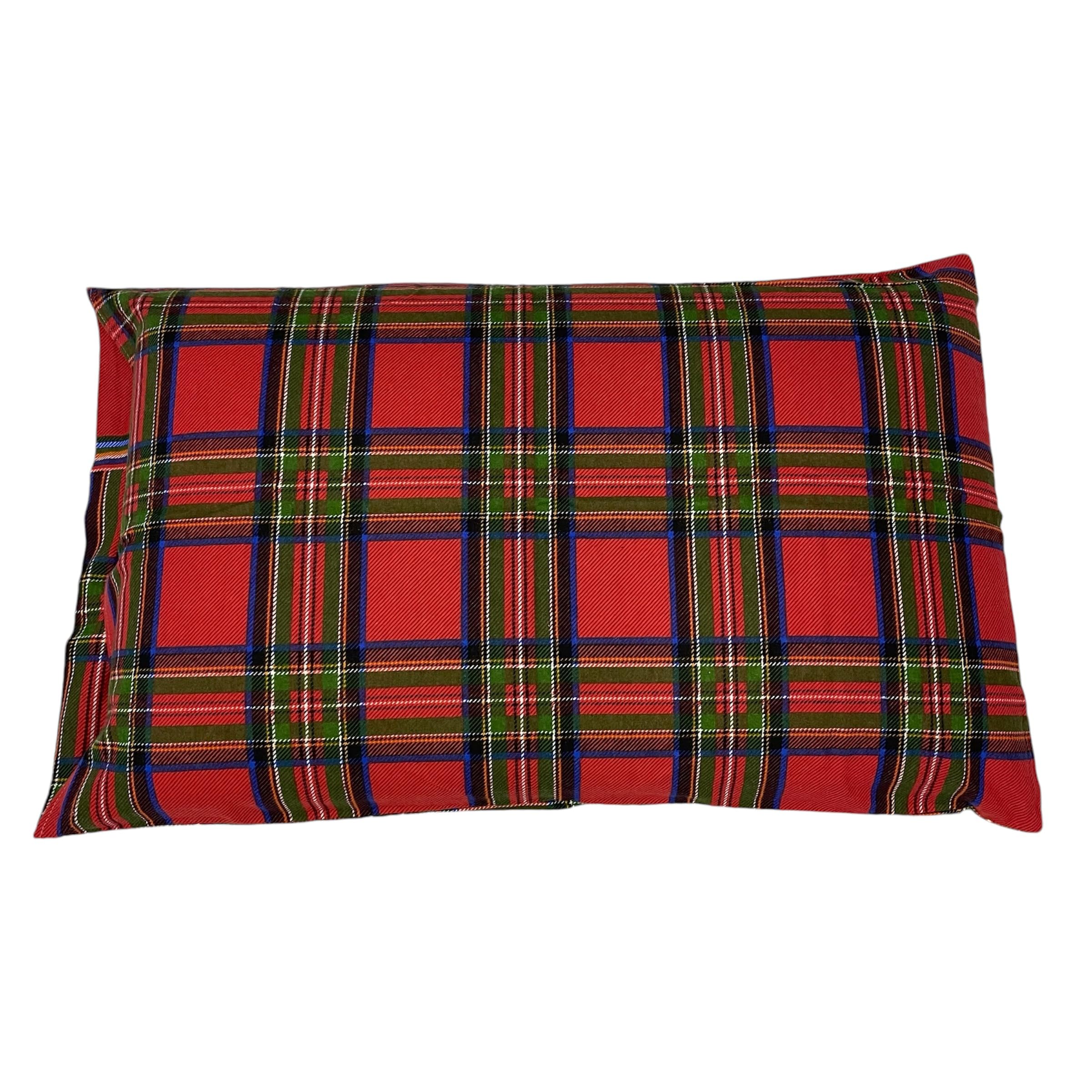 Juego de sábanas de franela fabricado en Italia (Tartán rojo), para cama de matrimonio - 160/170 x 190 cm