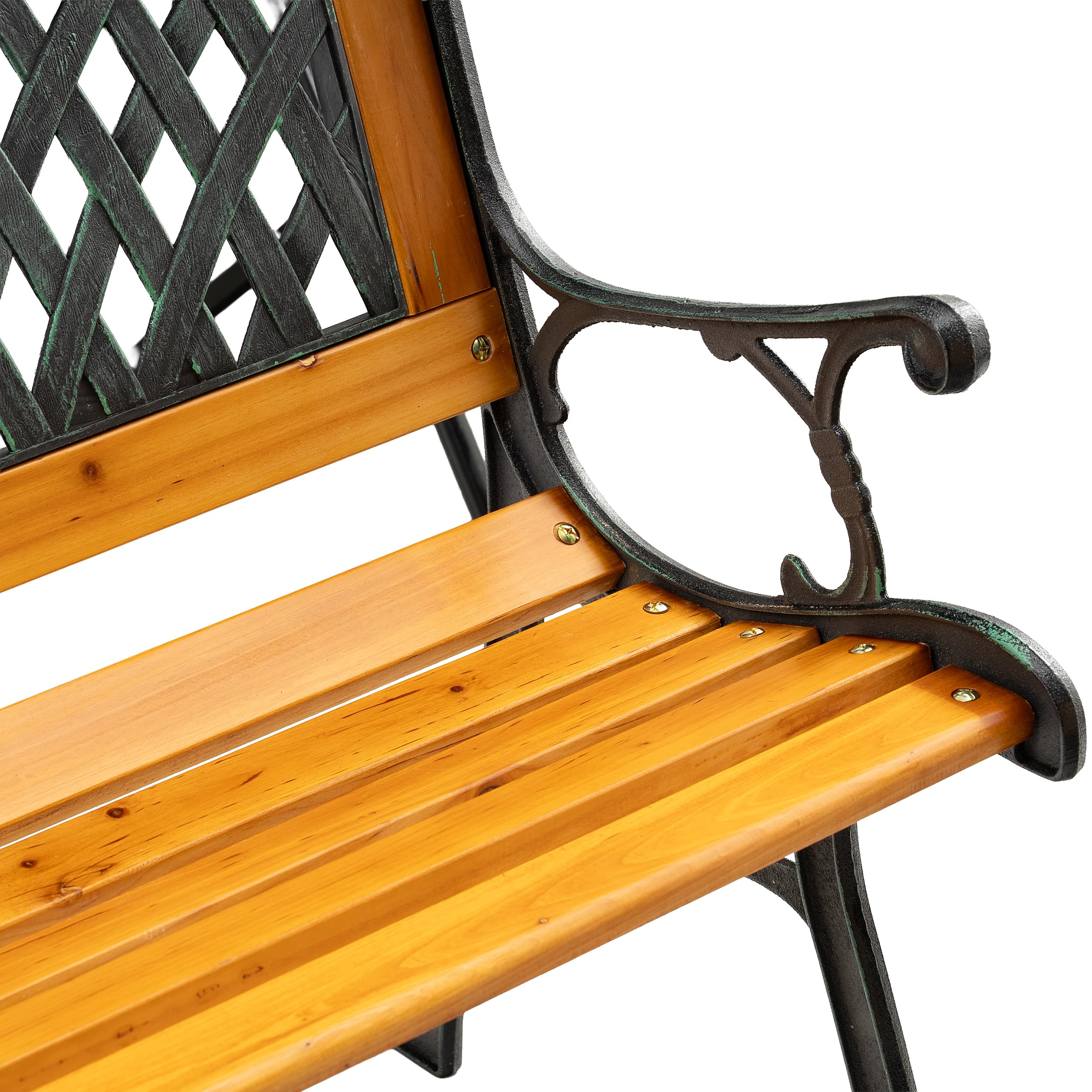 SEVICO Gartenbank Holz Metall 122 cm – Parkbank mit Rückenlehne für Garten, Terrasse, Balkon & Friedhof, Sitzbank bis 180 kg