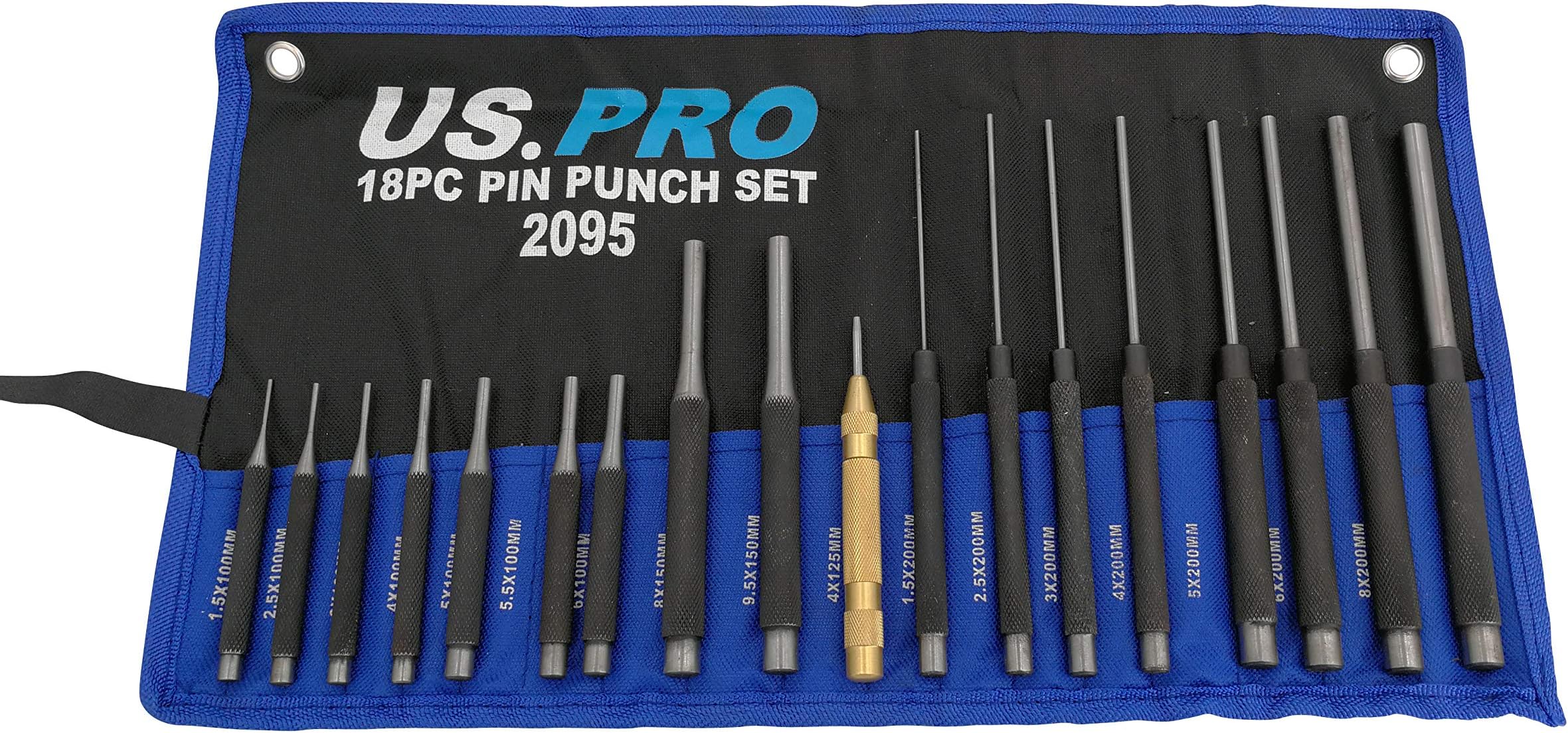 US PRO 18pc Pin Punch Set With Automotive Centre Punch 2095