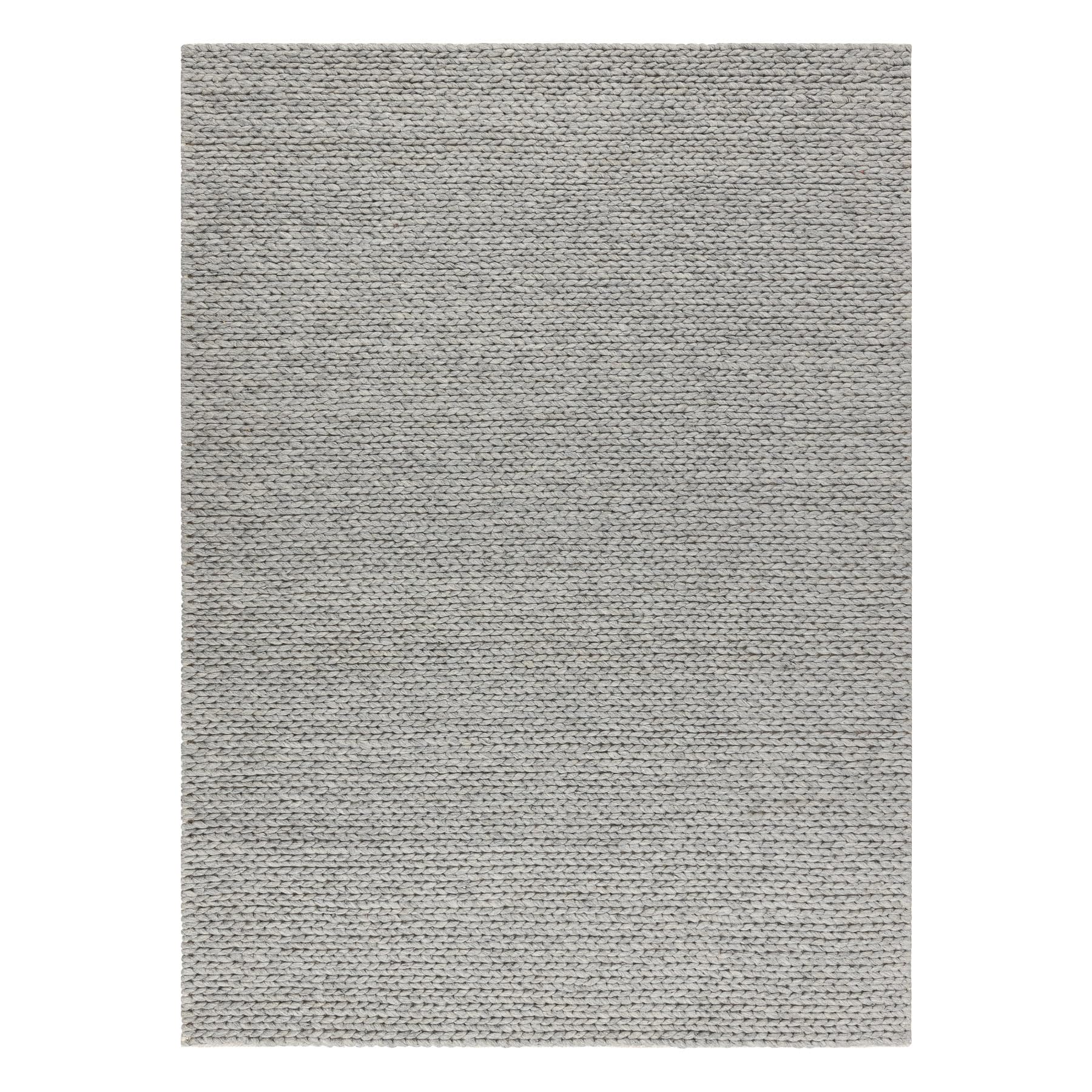 rugsx Dywan wełniany TAHAR 99004G, szary, ręcznie tkany, do salonu, sypialni, pętelka, jednolity, 200 x 290 cm