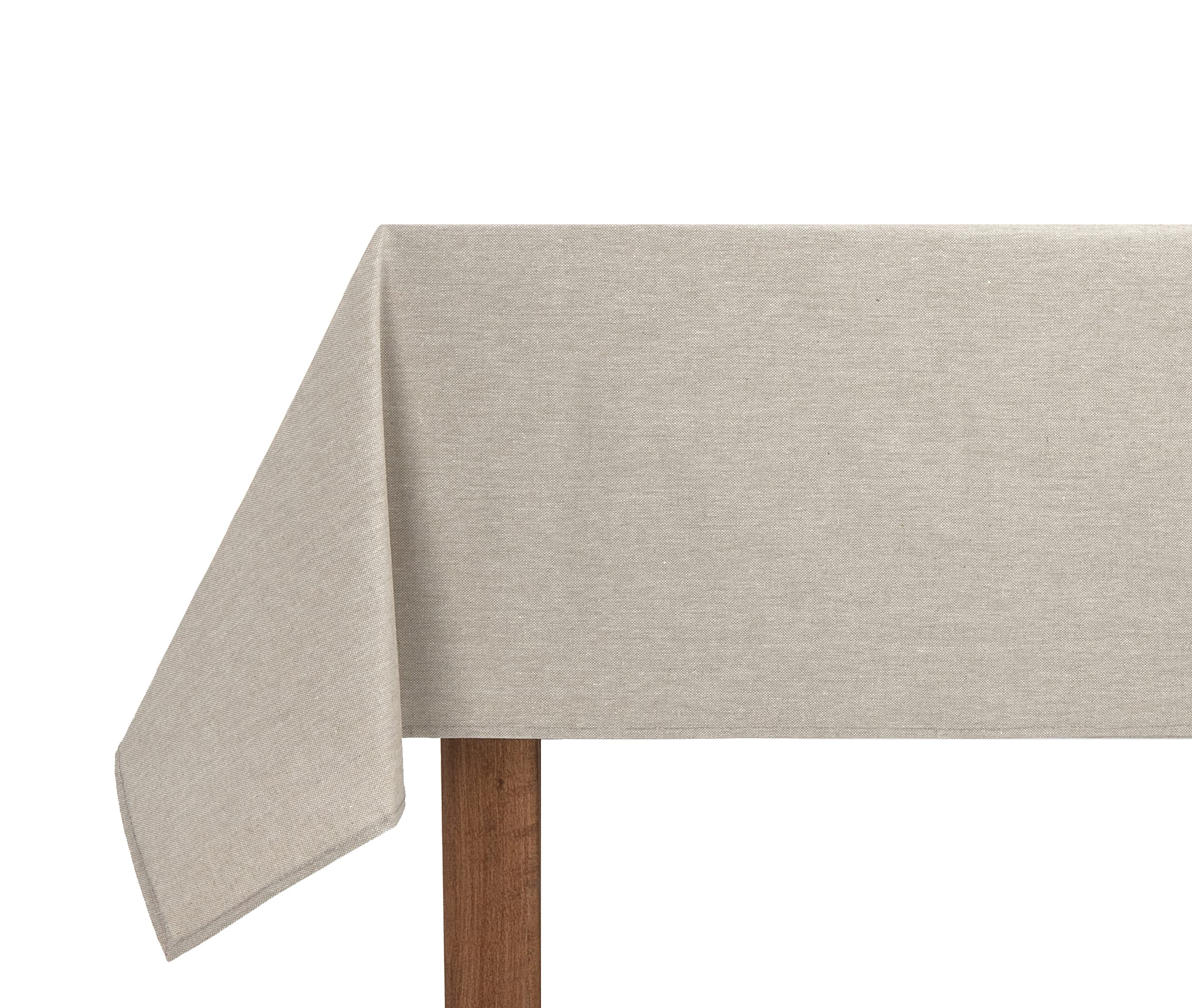 Tablecloth Smooth Organic Cotton Waterproof Stain Resistant Rectangular Stone Colour 140 x 100 cm