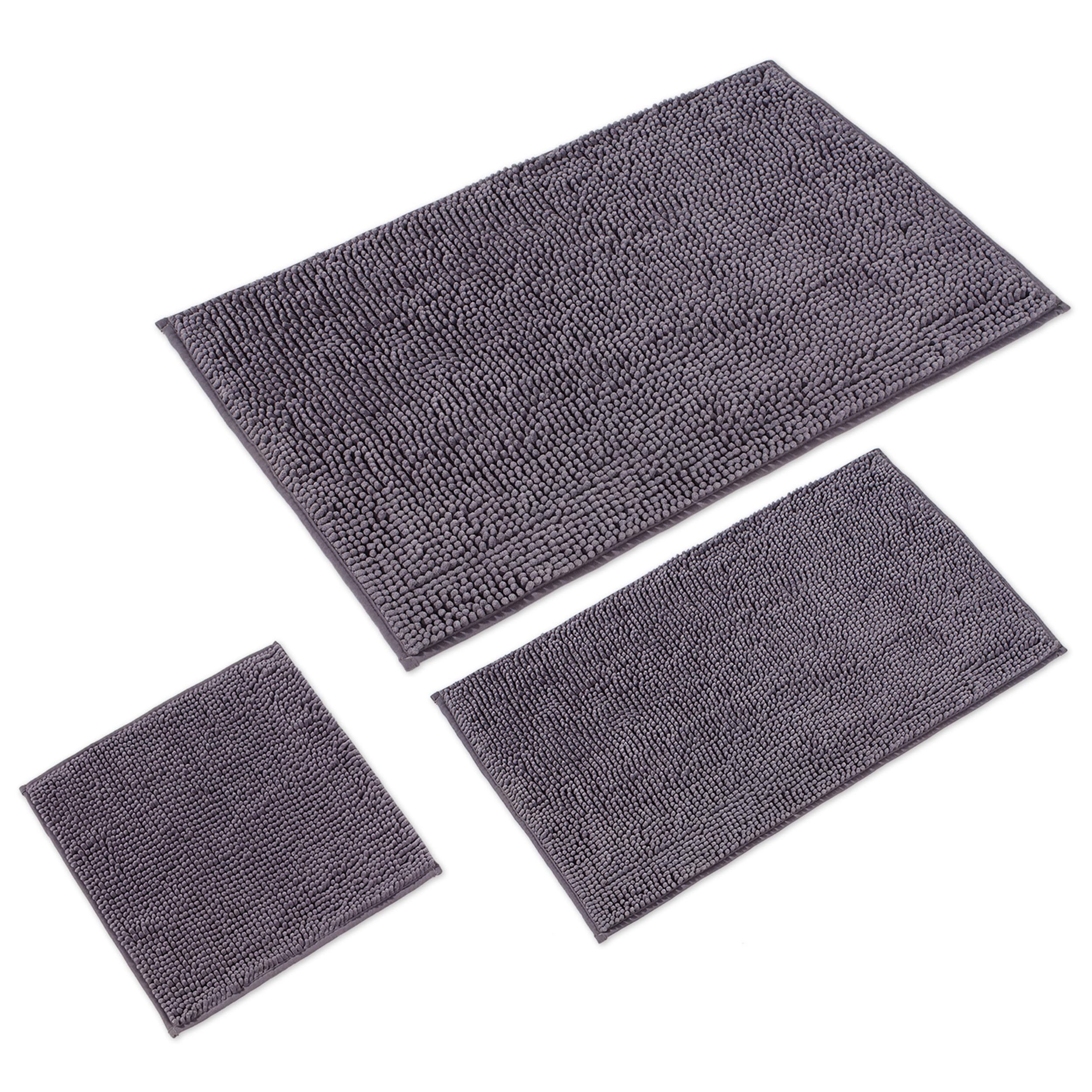 WohnDirect Zestaw mat łazienkowych 3-częściowy 70x120+50x80+45x45 szary