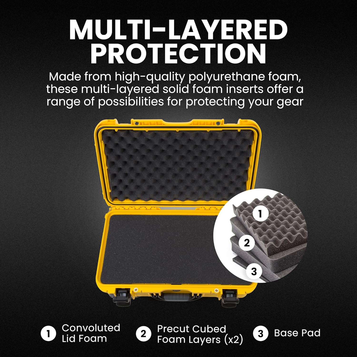 NANUK 935 Hard Case with Cubed Foam – Waterproof Protective Equipment Case with Wheels, 22” x 14” x 9” – Dustproof and Impact Resistant, Airline Carry-On Approved – Yellow - Image 3