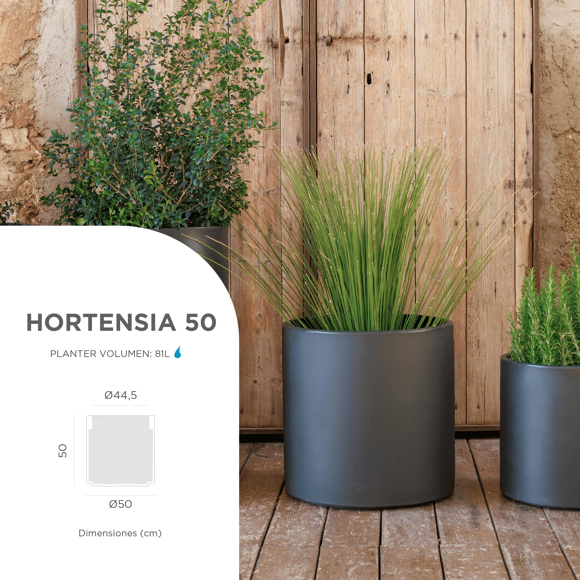 newgarden Ronde bloempot voor bloemen en planten, dahlie, zeer resistent, voor buiten, beschikbare maten, inclusief waterreservoir en waterafvoer. Gemaakt van polyethyleen