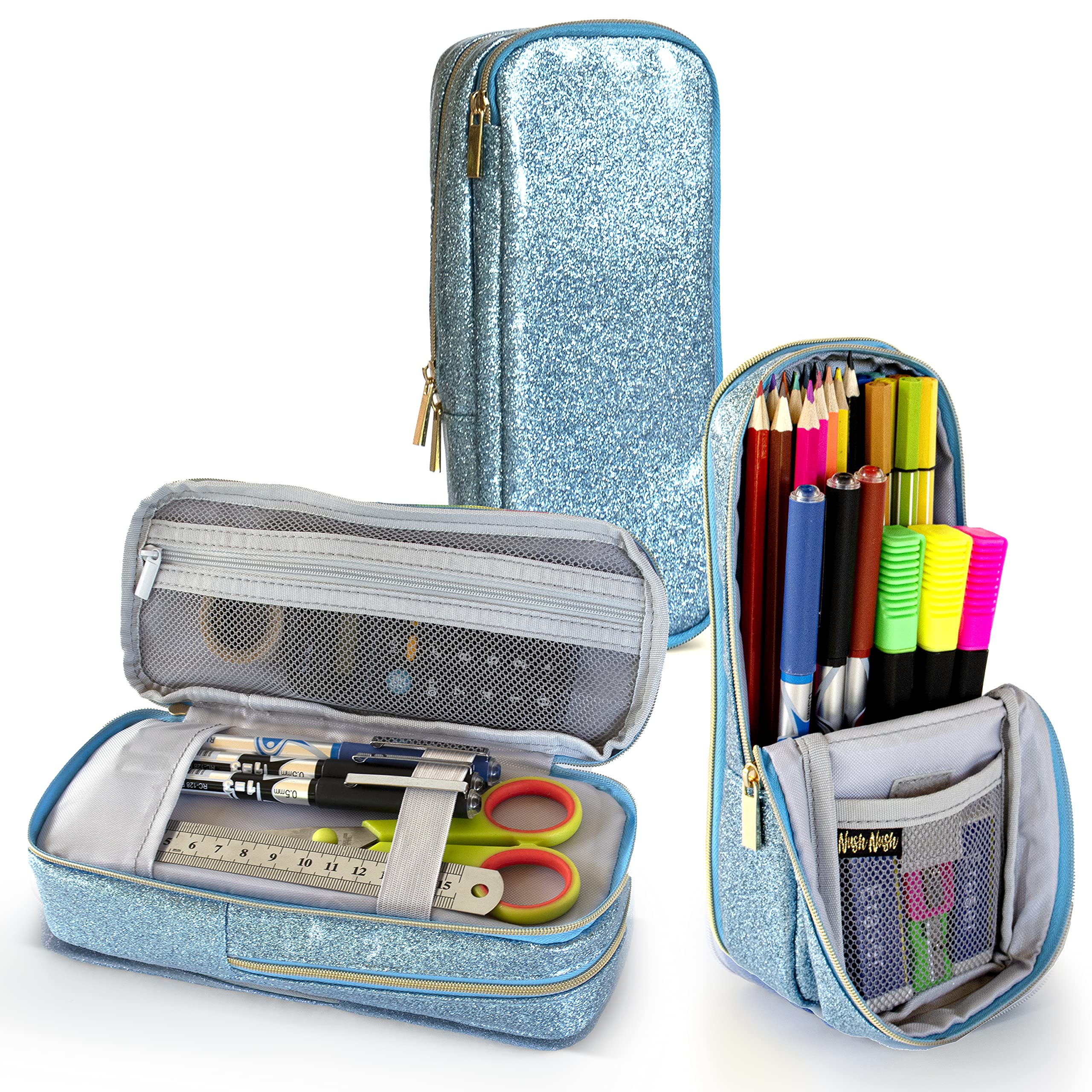 Buy Glitter Pencil Case Standing Pencil Case with 2 Easy Open