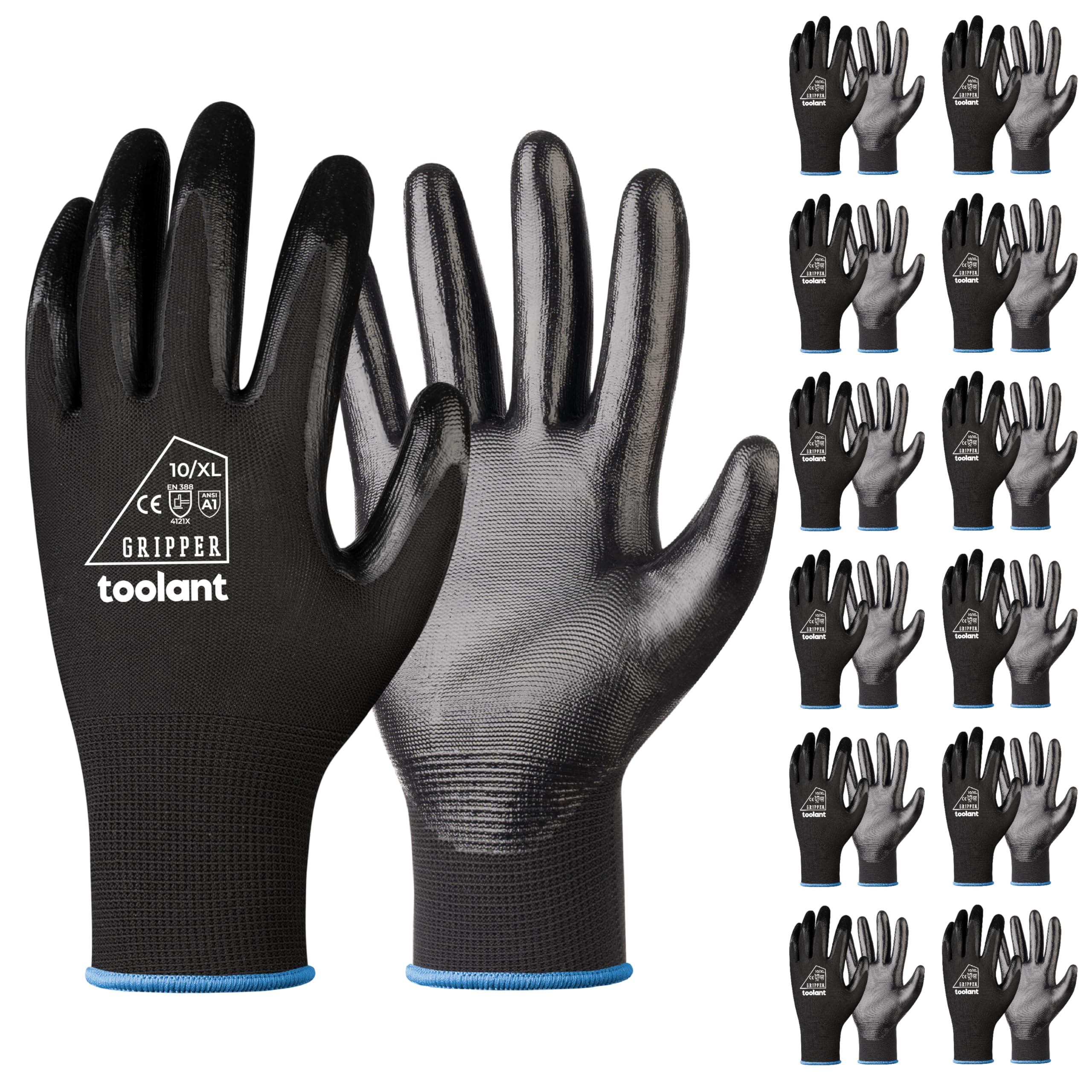 toolant Nitrile Coating Work Gloves for Men, Superior Oil Resistance, Safety Work Gloves with Grip, Touch Screen