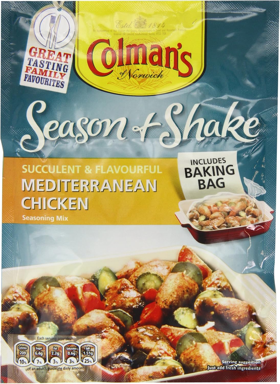Colmans Season and Shake Mediterranean Chicken Seasoning Mix 33 g (Pack