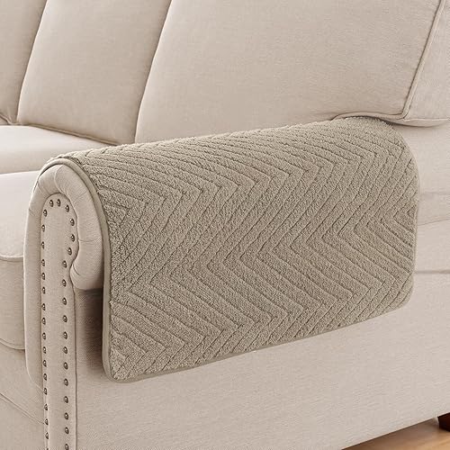 Turquoize Juego de 2 fundas antideslizantes para reposabrazos de sofá mullidas, lavables, gruesas, suaves, fundas protectoras para brazos de silla