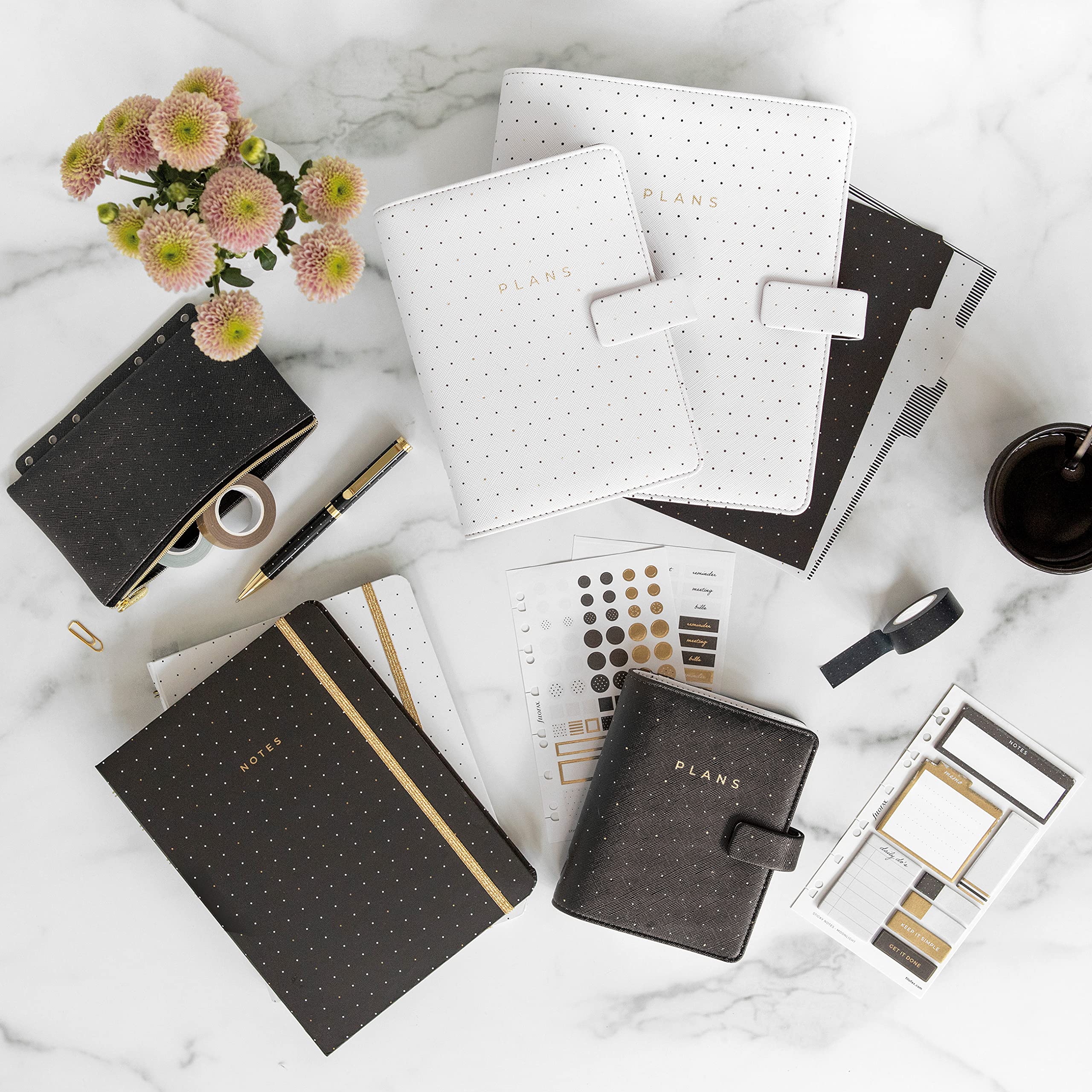 Filofax Moonlight Organizer, formato A5, bianco – sei anelli, agenda settimanale multilingue, calendario 2023 (C022652-23)