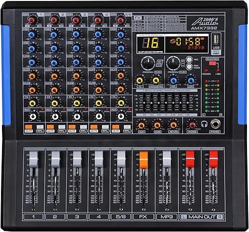 Miniatura 2 de Audio2000'S AMX7303- Mezclador de audio profesional de cuatro canales con procesador USB y DSP
