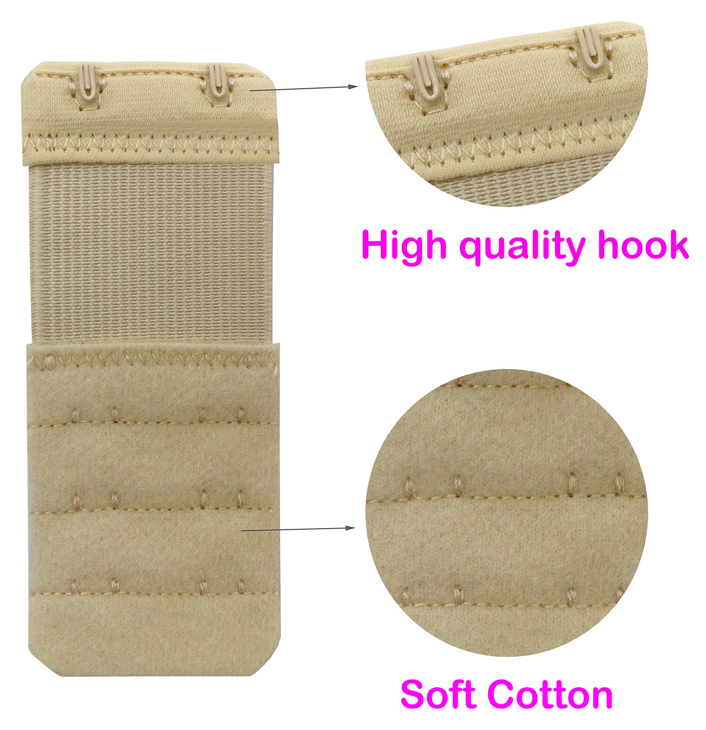 Extensor de sujetador para mujer con 2 ganchos, elástico, suave, cómodo, extensiones de correa para sujetador, paquete de 6 unidades - Multi -
