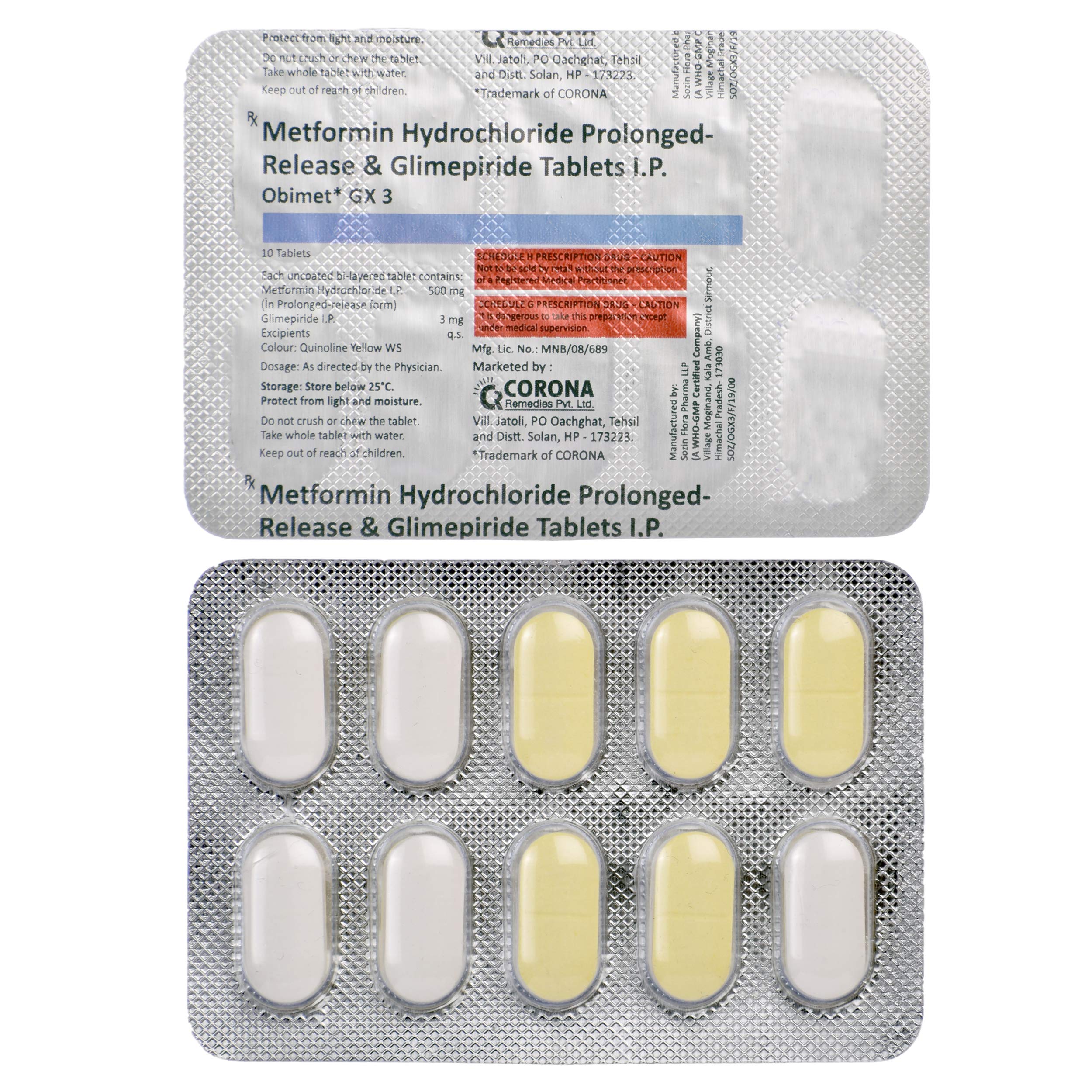 Obimet GX 3 - Strip of 10 Tablets