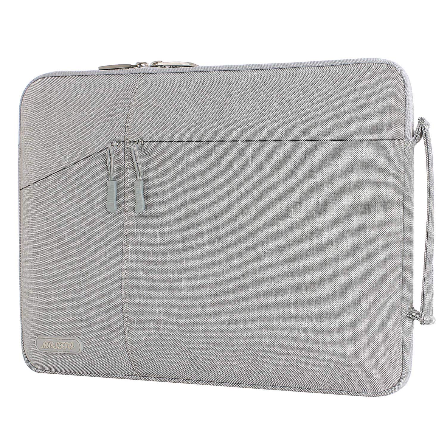 MOSISO Laptop Briefcase Handbag Compatible with MacBook Air/Pro 13-13.3 Inch, Notebook Computer Polyester Protective Sleeve Case Carrying Bag with Accessory Pockets, Gray
