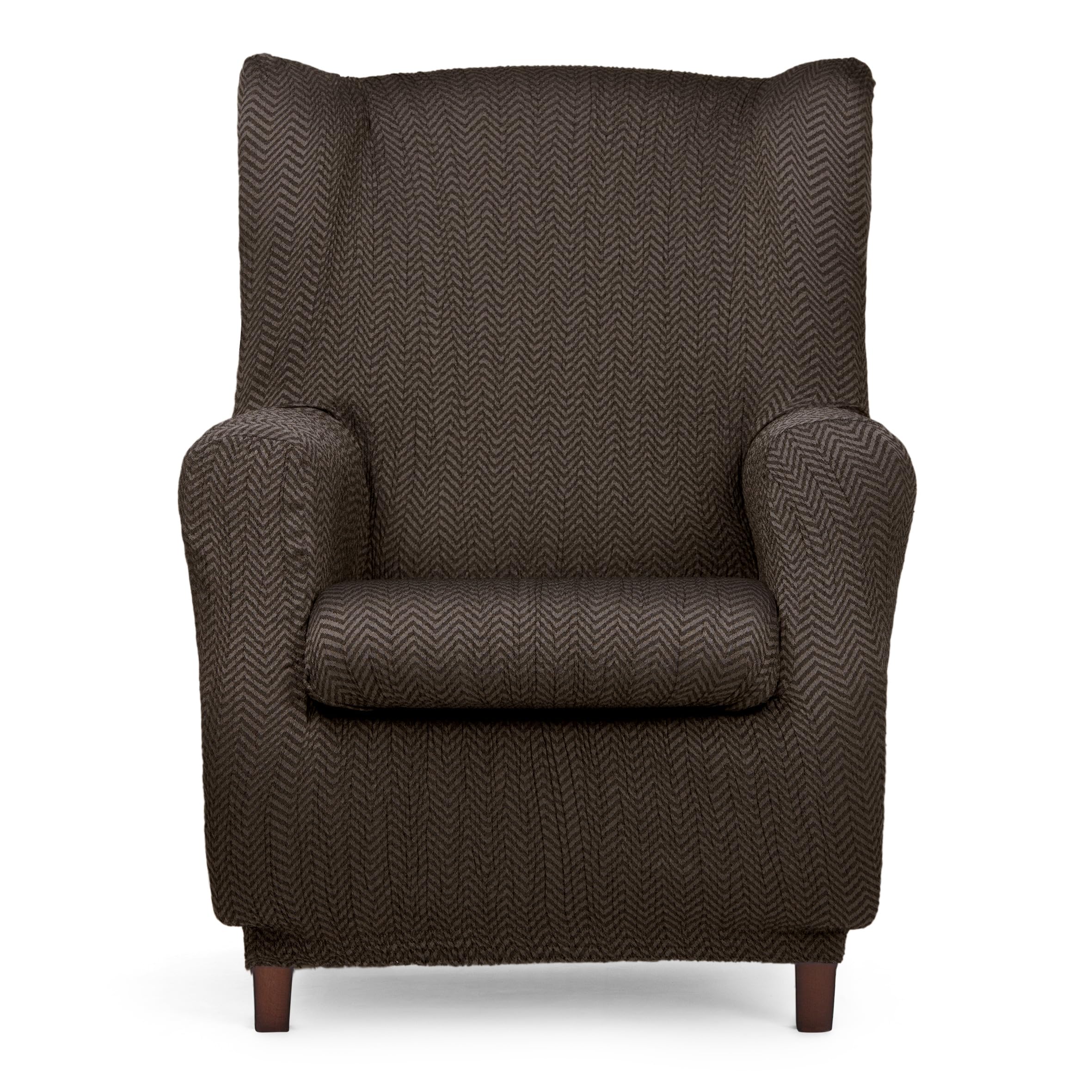 Eysa Luz Elastic Sofa Cover for Wingback Armchair Brown