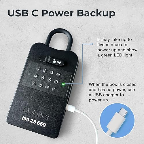 Miniatura 6 de MojoBox, Caja de seguridad digital, caja de bloqueo con llave Bluetooth, la aplicación iOS/Android genera de forma remota códigos de acceso sin