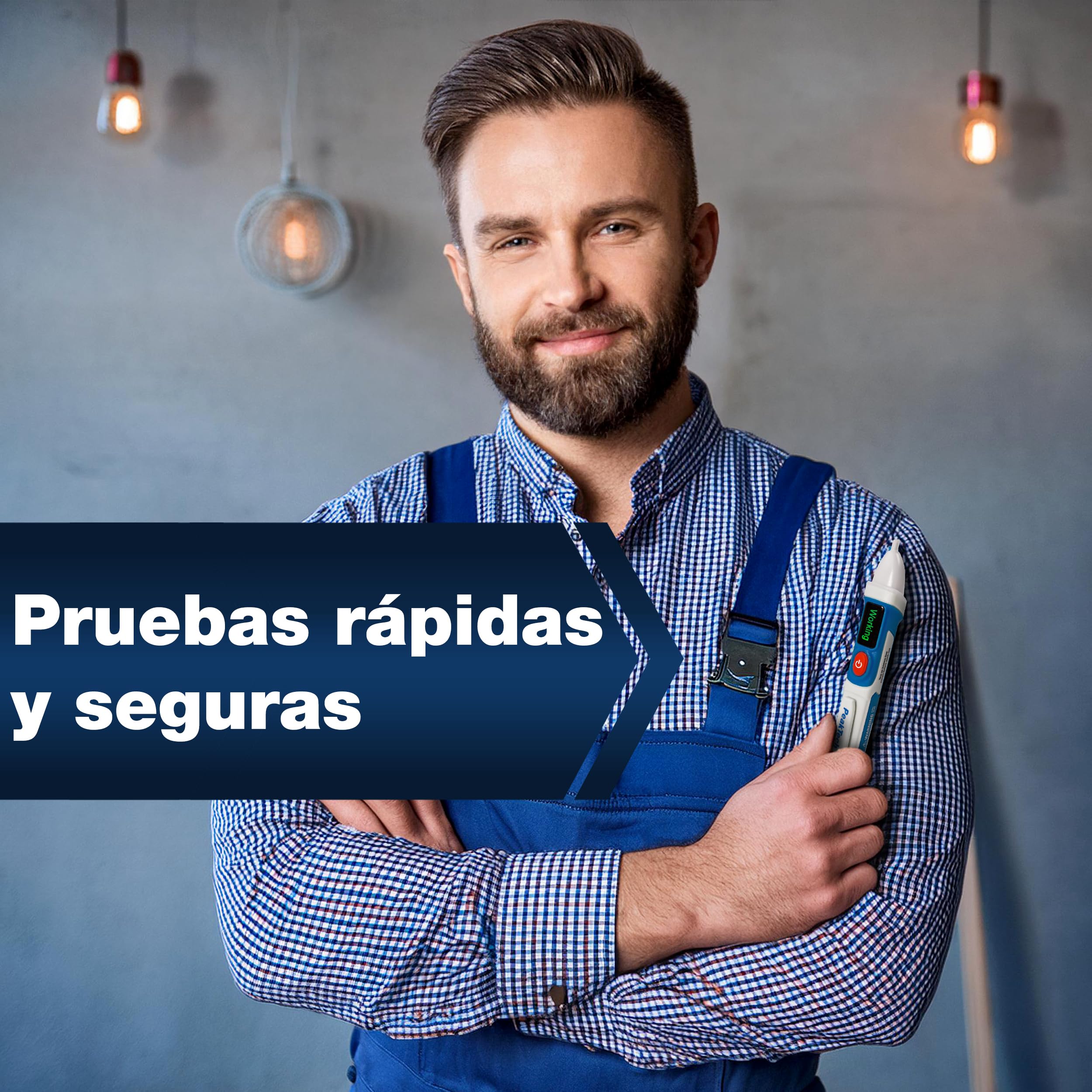 PeakTech, P 1031, Comprobador de tensión sin contacto para 50-1000 V CA, Comprobador de corriente sin contacto con lámpara LED de señalización y vibración, Comprobador de enchufes