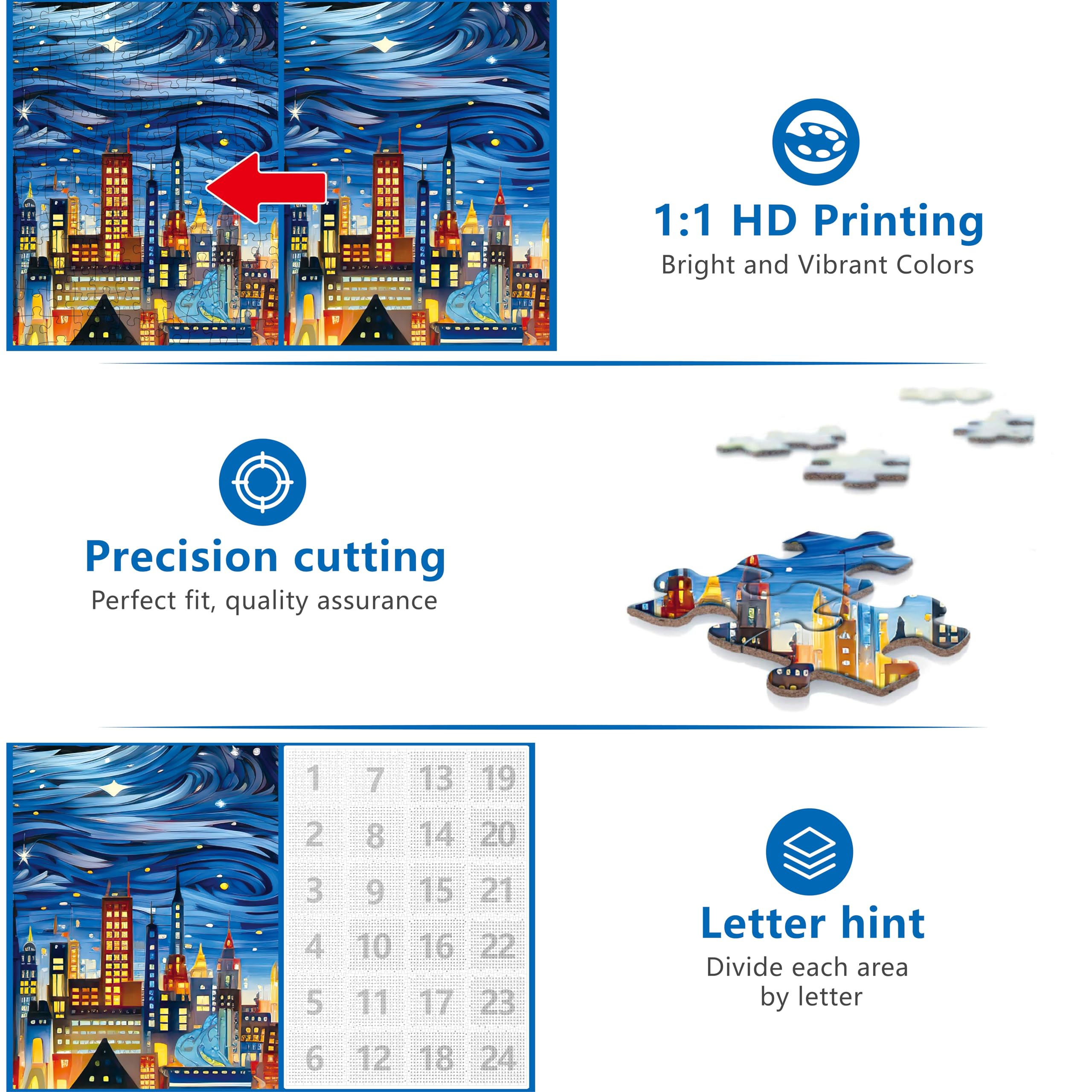 CREAFOMIFE 1000 Piece Jigsaw Puzzle for Adults City Lights & Starry Nights Hard Difficult Challenging Large Puzzle - Image 4