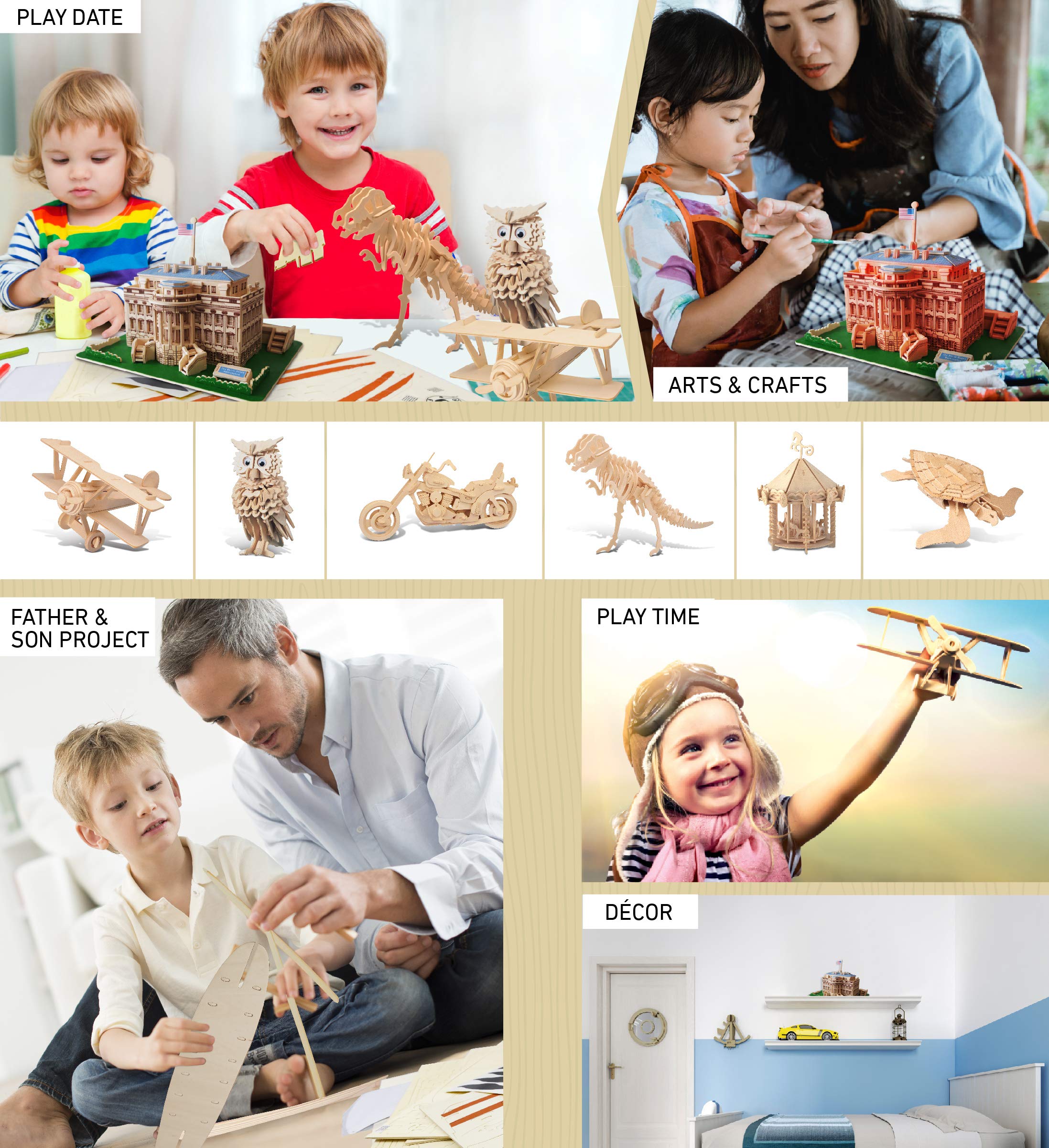 Puzzled The White House Wooden 3D Puzzle Construction Kit - Image 5