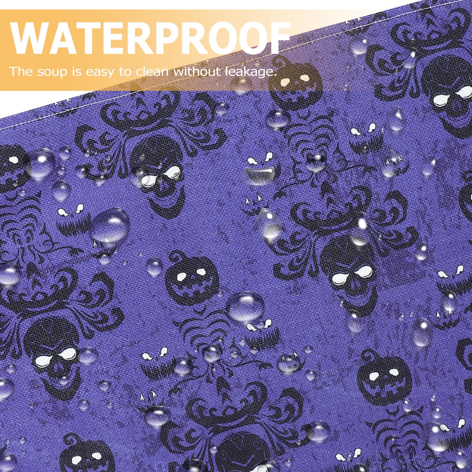 Abaodam 12 Pezzi Tovaglietta Americana in Cotone e Lino Porpora Rettangolare Pieghevole Motivo Scheletro e Zucca per Decorazioni da Tavola di Halloween Protezione Desktop