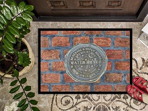 Miniatura 9 de Caroline's Treasures 8829JMAT - Tapete New Orleans con medidor de agua sobre ladrillos para interiores o exteriores, 24 x 36 pulgadas, tapete para