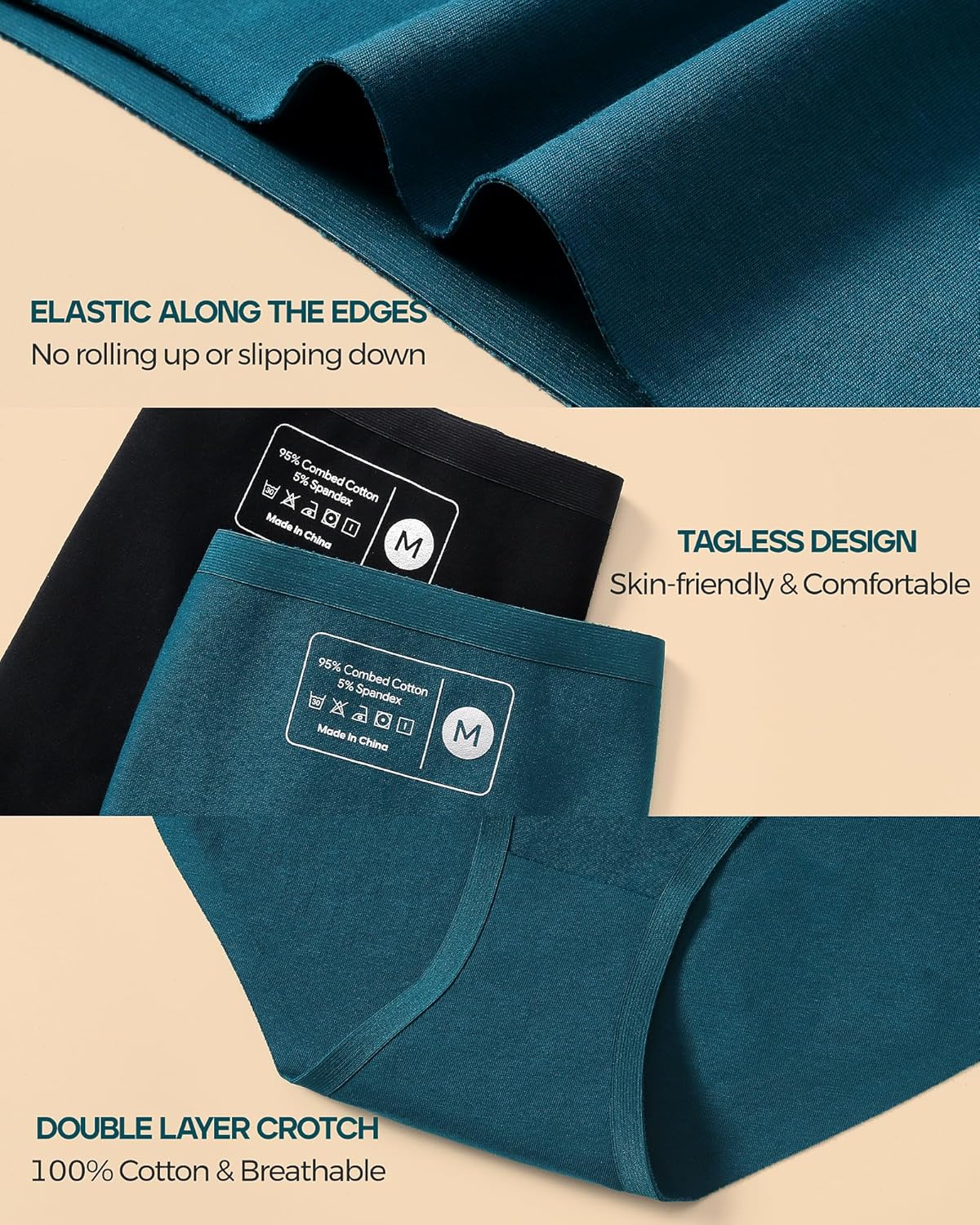 Xibing Cotton Underwear for Women Seamless Bikini Panties Ladies No Show Hipster High Waisted Full Coverage Briefs 6-pack - Image 5