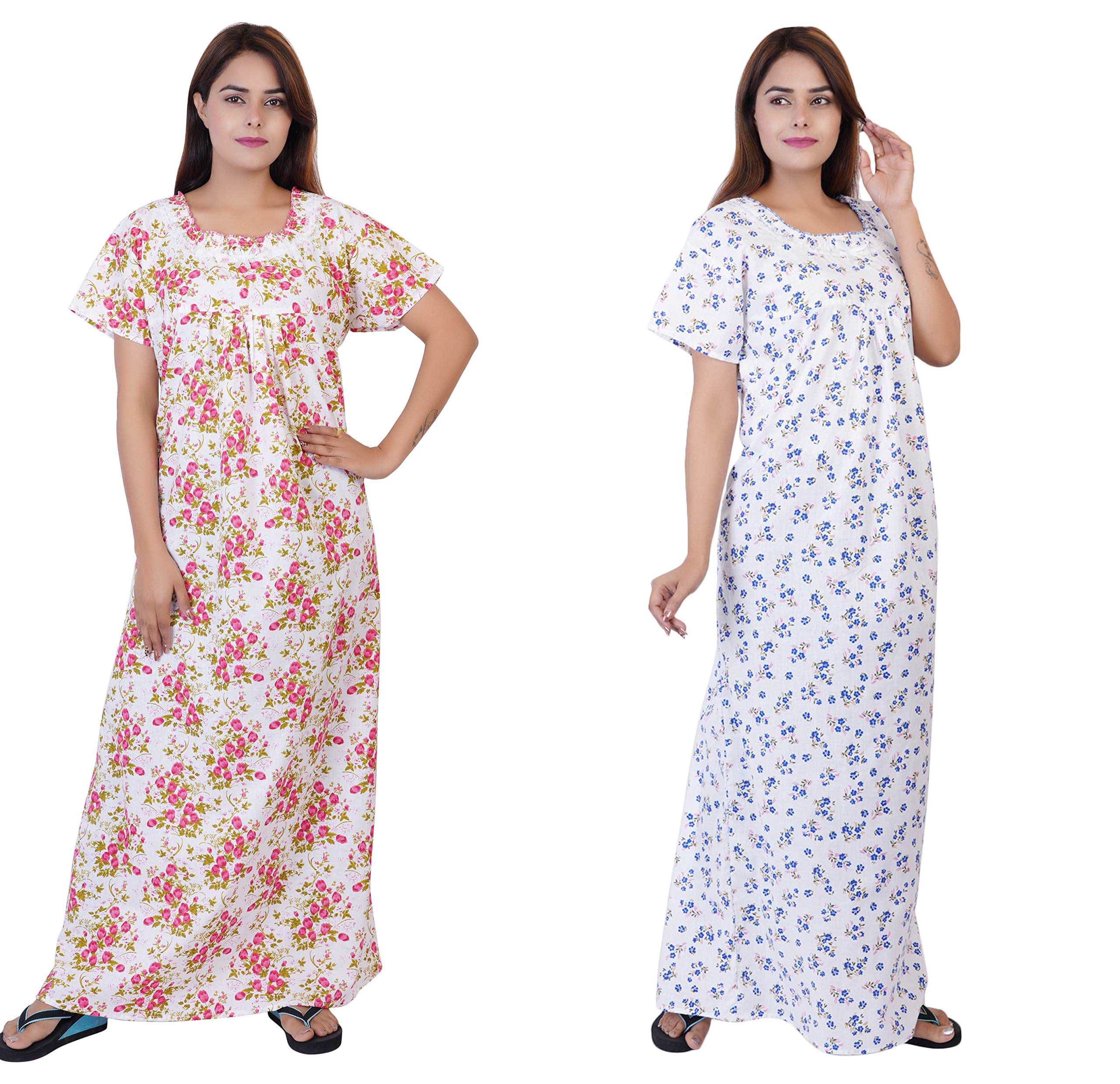 Himanshu HandloomNighty and Nightdresses Combo (X-Large, 80031Blue_80082Red)