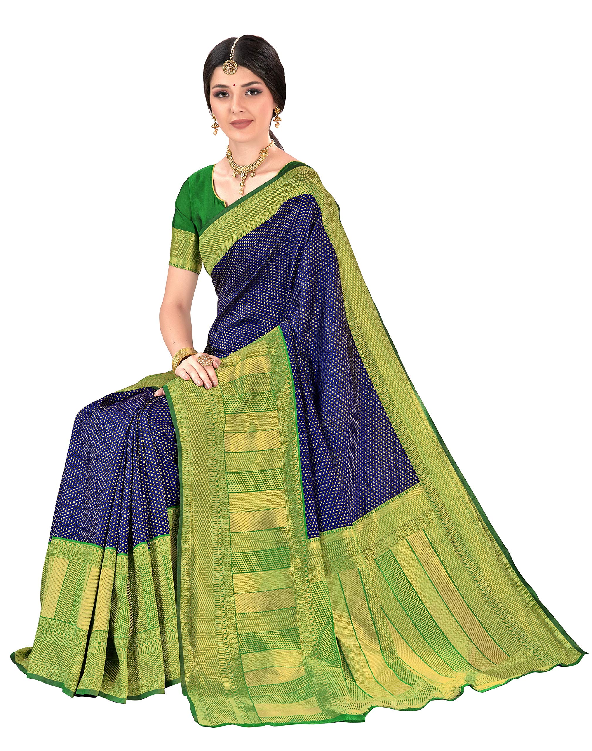 Glory Sarees Women’s Banarasi Saree (Bridal_Silk134_Navy) 4