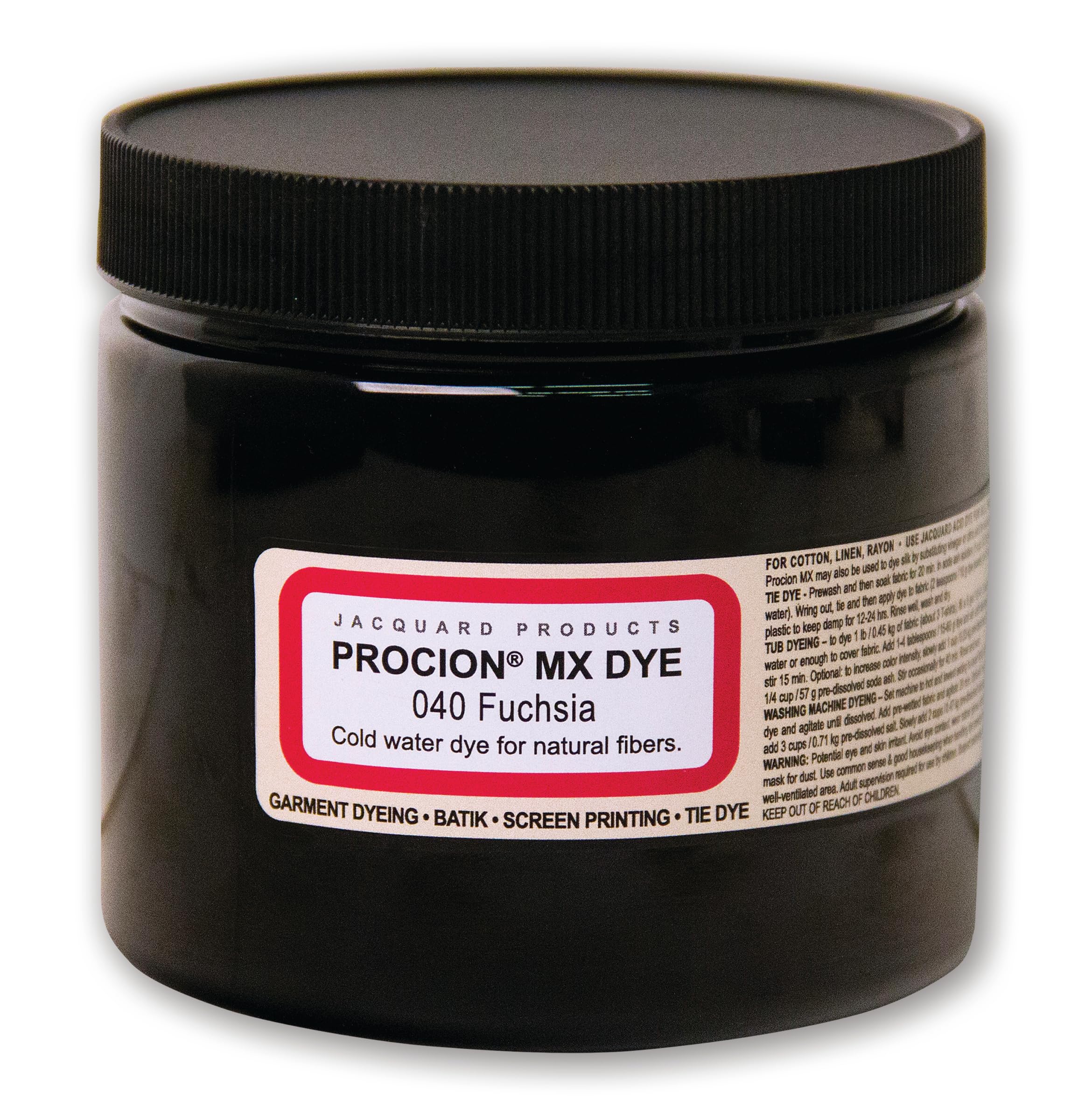 Jacquard Procion Tie Dye Powder Fuchsia 8oz Jar - for Permanent & Washfast Use as Ice Powder, Cold Water Fabric Clothing