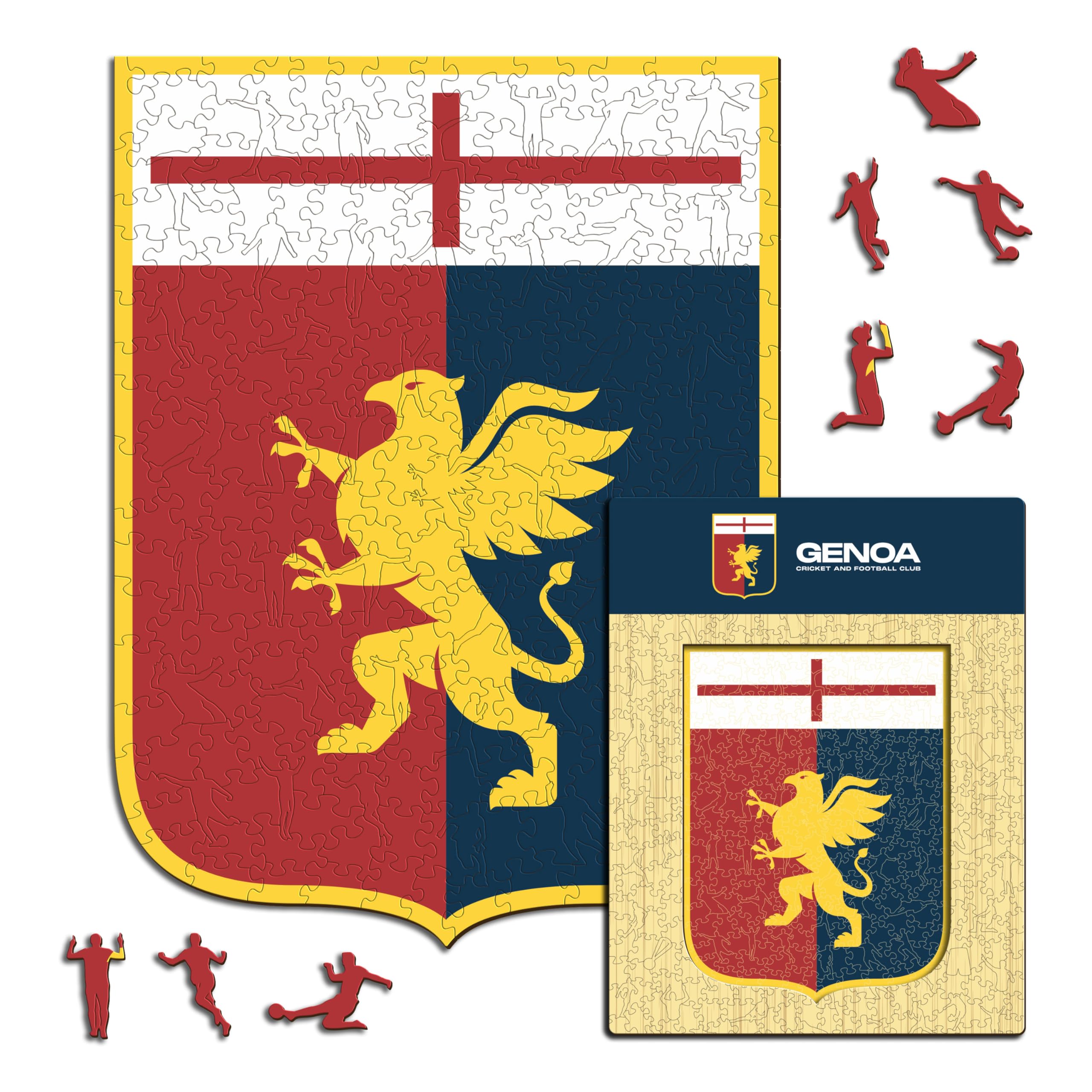 Iconic Puzzles - Genoa, Logo, Puzzle di Legno con licenza ufficiale, 100% sostenibile, regalo per adulti e bambini, taglia M, 270 Pz